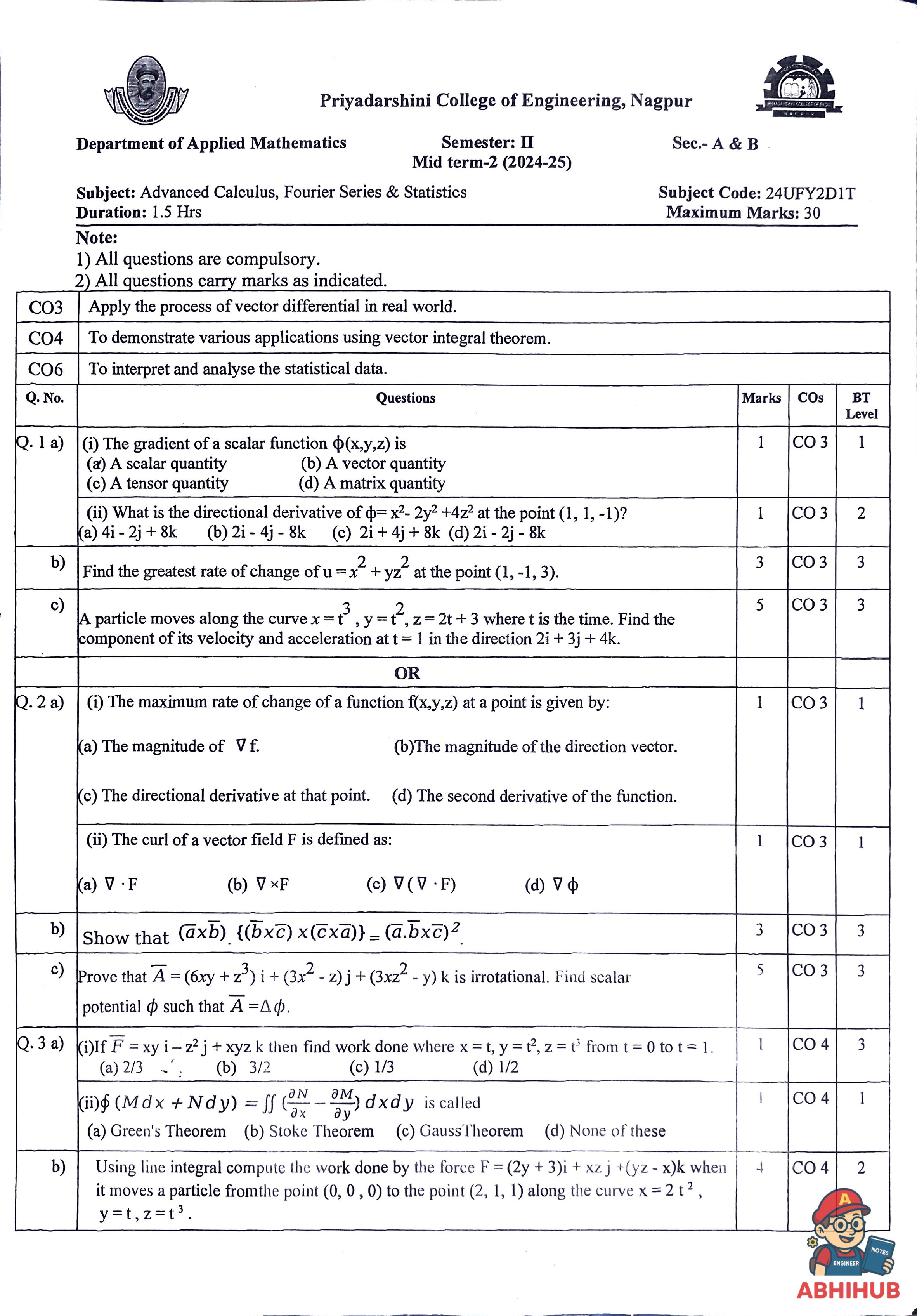 CAE2 Submission - Advanced Calculus Fourier Series & Statistics PYQ