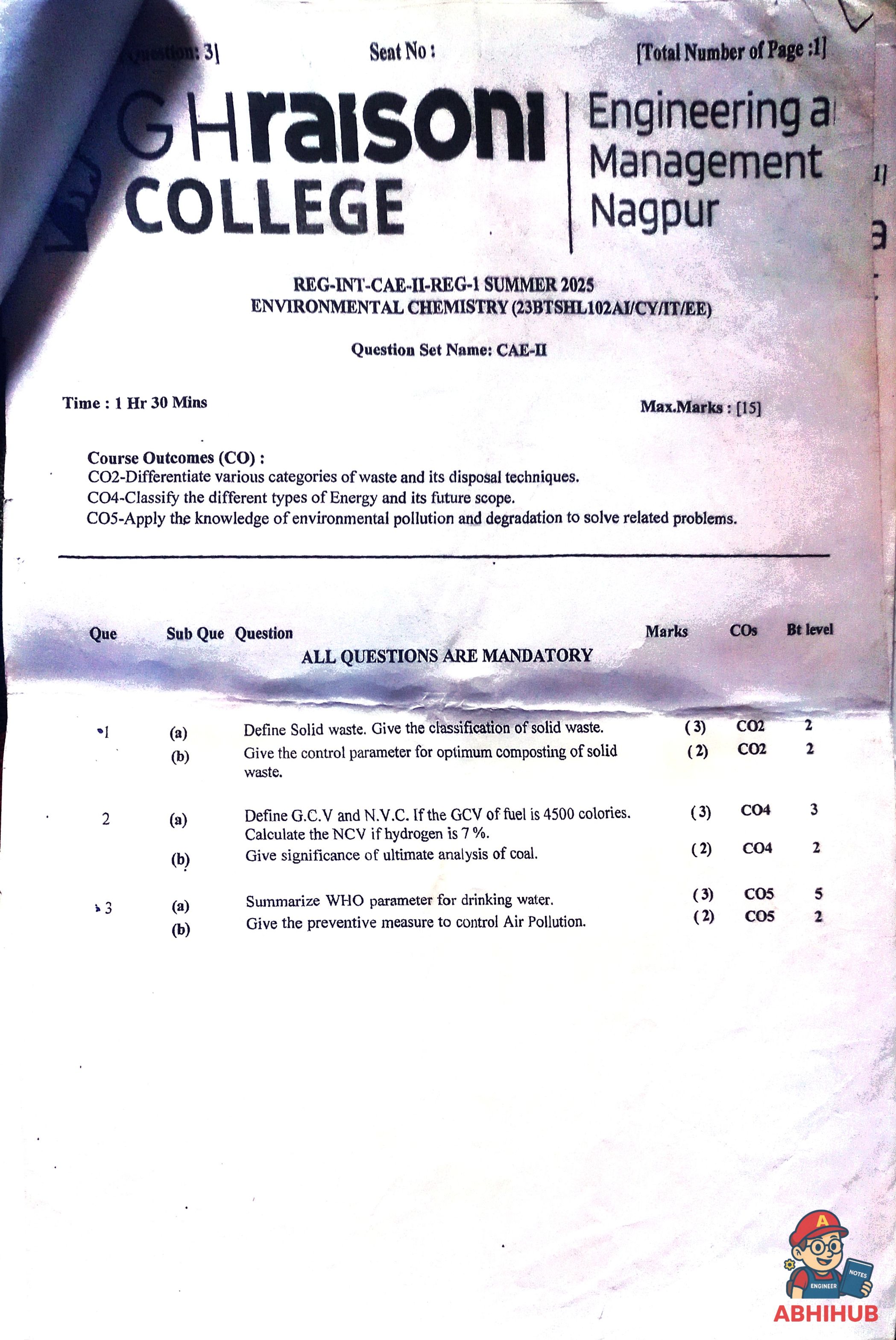 CAE2 Submission - Environmental Chemistry PYQ