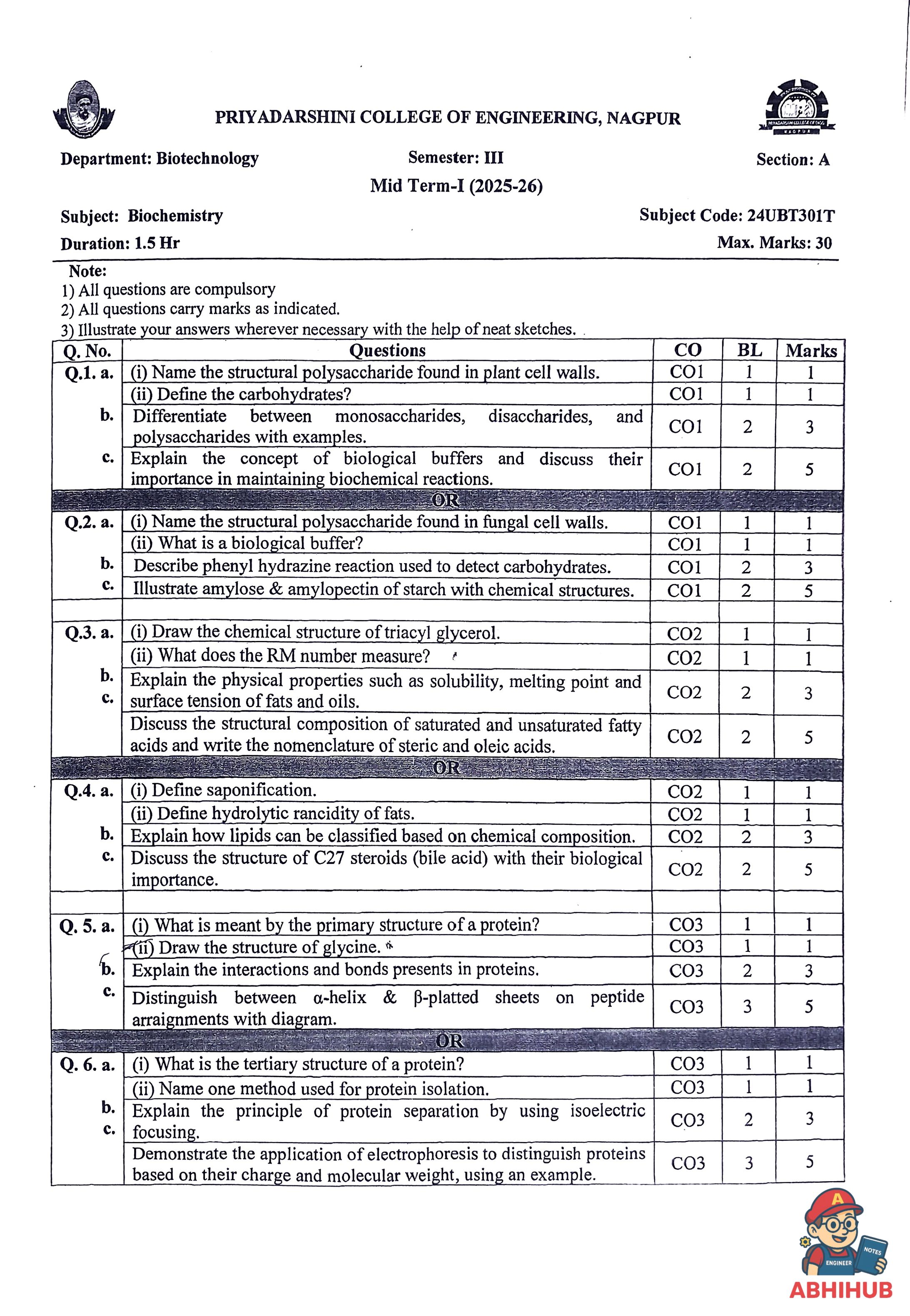 CAE1 Submission - Biochemistry - Theory PYQ
