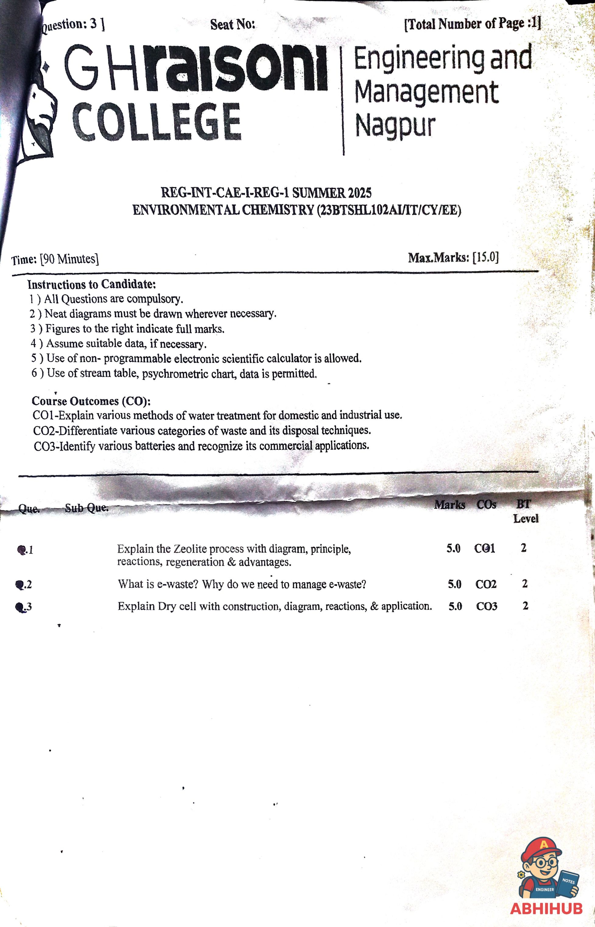 CAE1 Submission - Environmental Chemistry PYQ