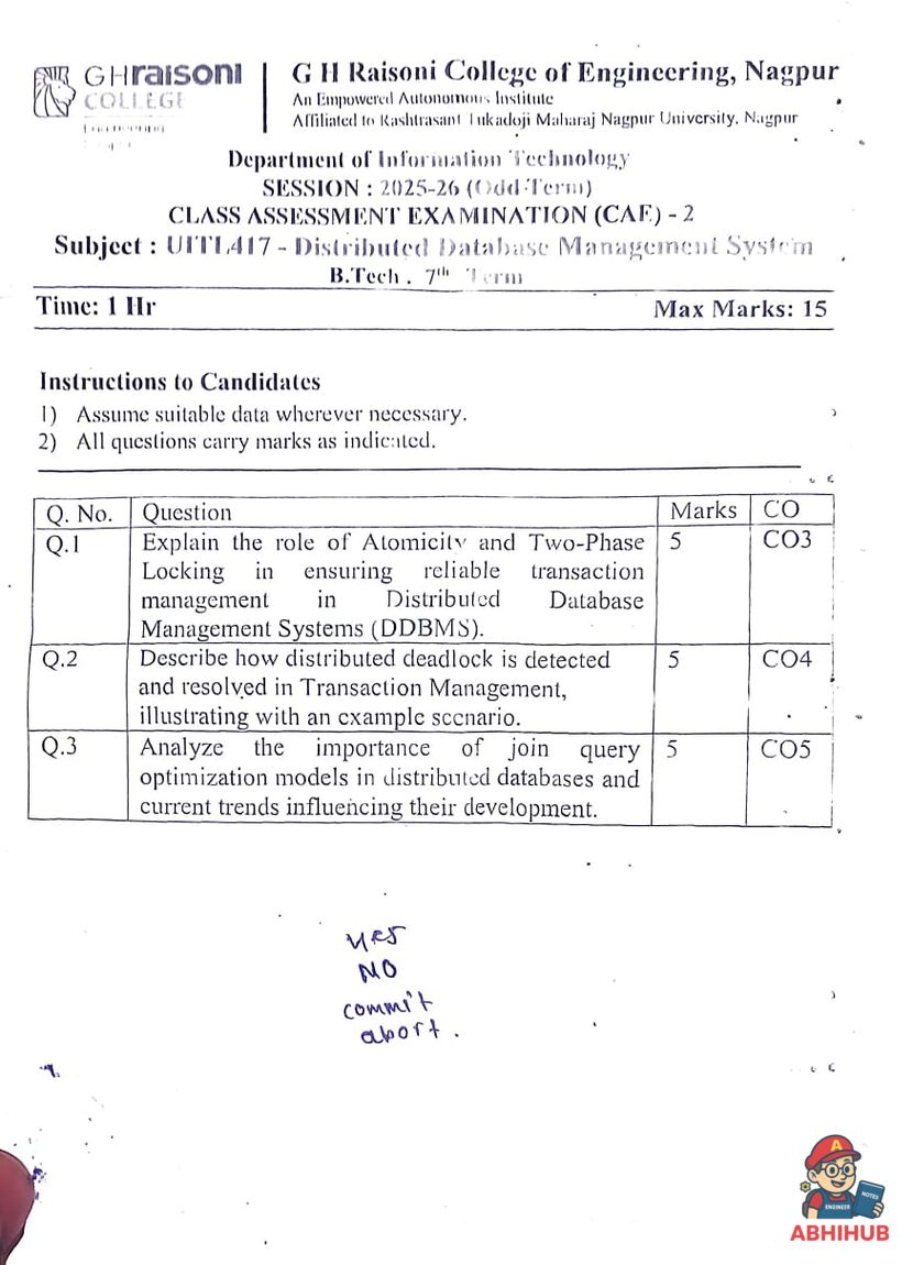 CAE2 Submission - Distributed Database Management System PYQ