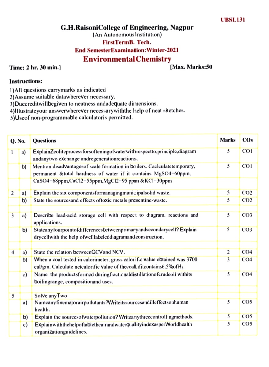 ESE Submission - Environmental Chemistry PYQ