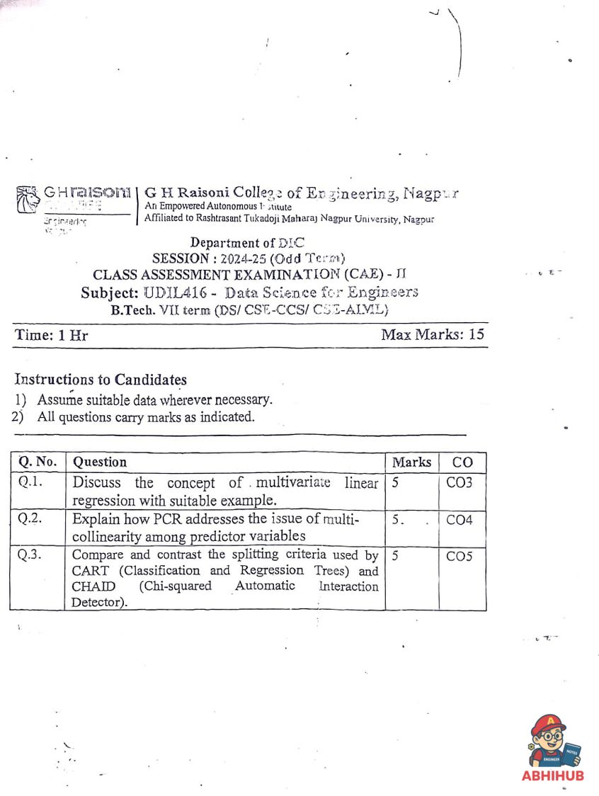 CAE2 Submission - Data Science for Engineering PYQ
