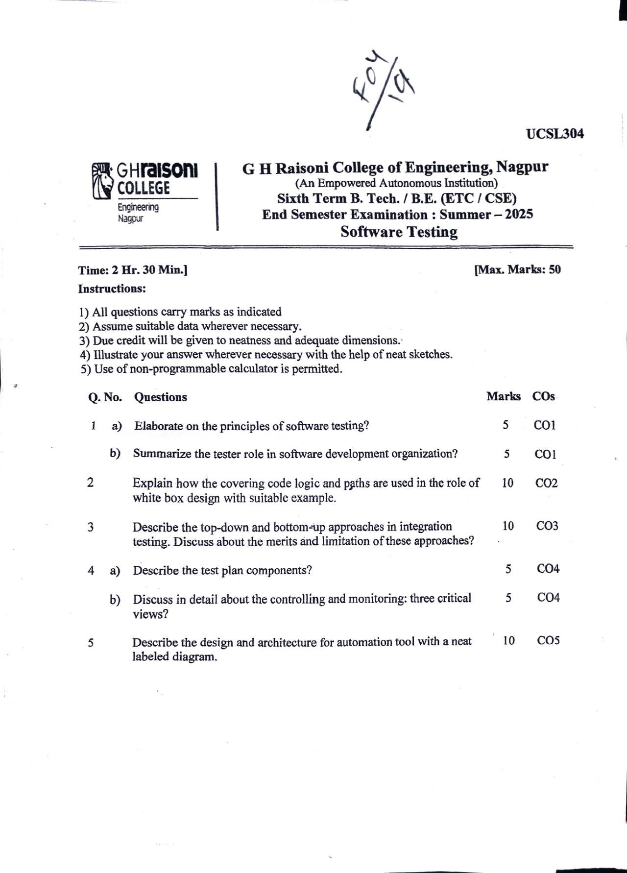 Software Testing - Software Testing PYQ