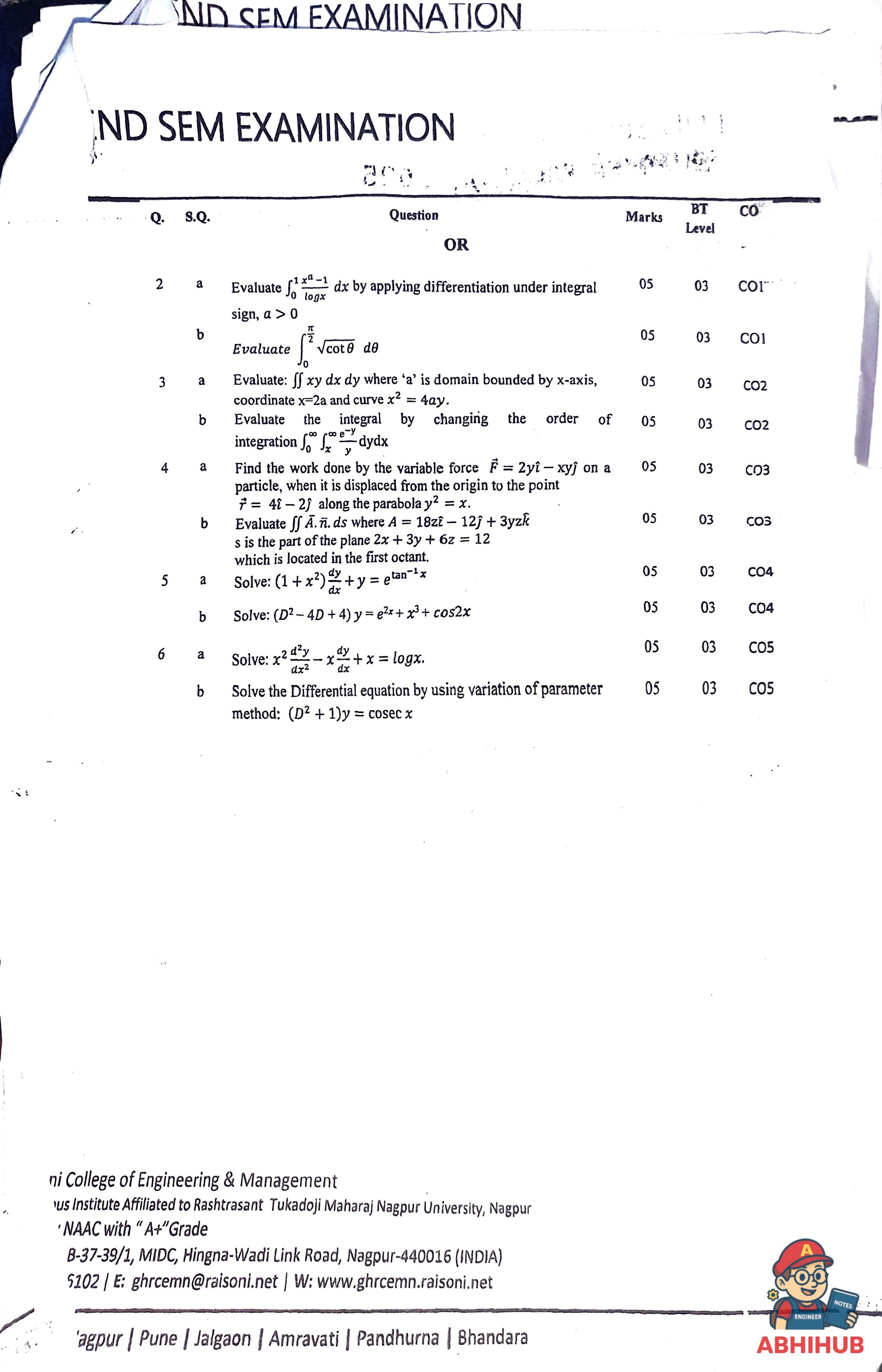 ESE Submission - Integral Calculus and Differential Equations PYQ