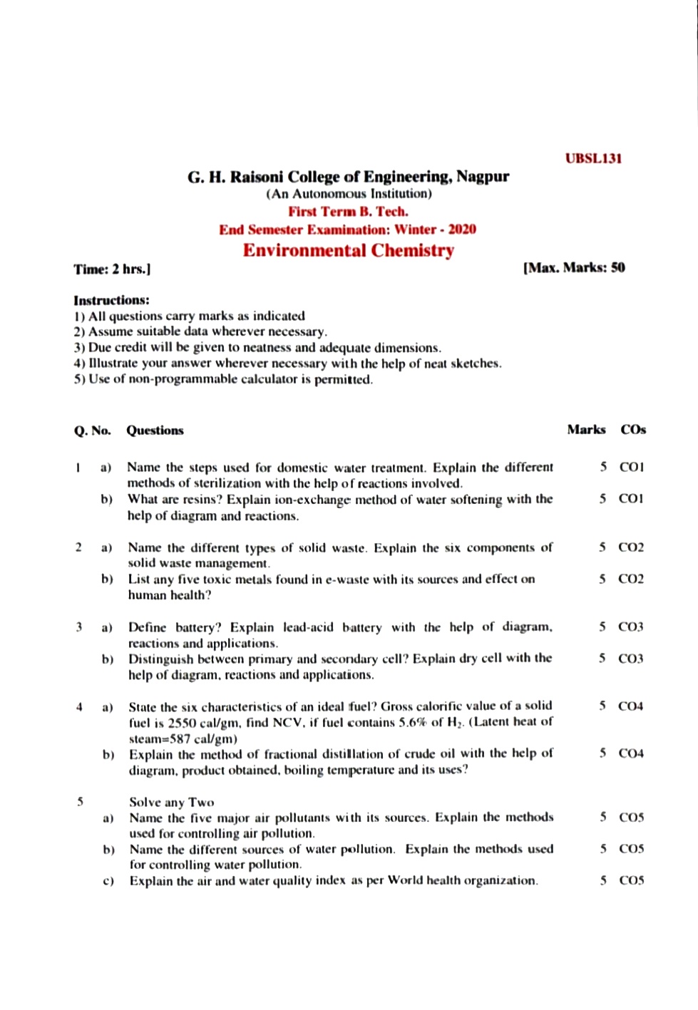 ESE Submission - Environmental Chemistry PYQ