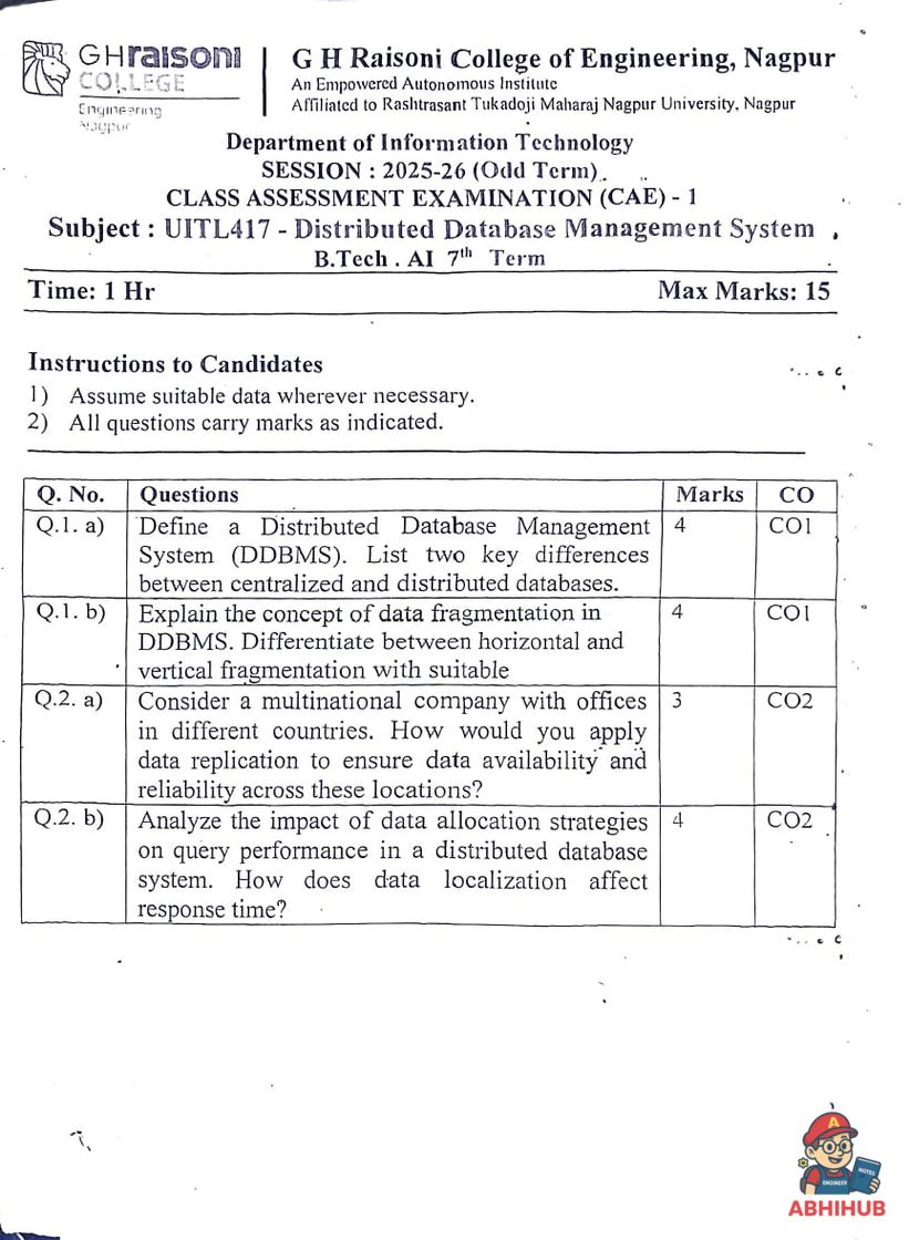 CAE1 Submission - Distributed Database Management System PYQ