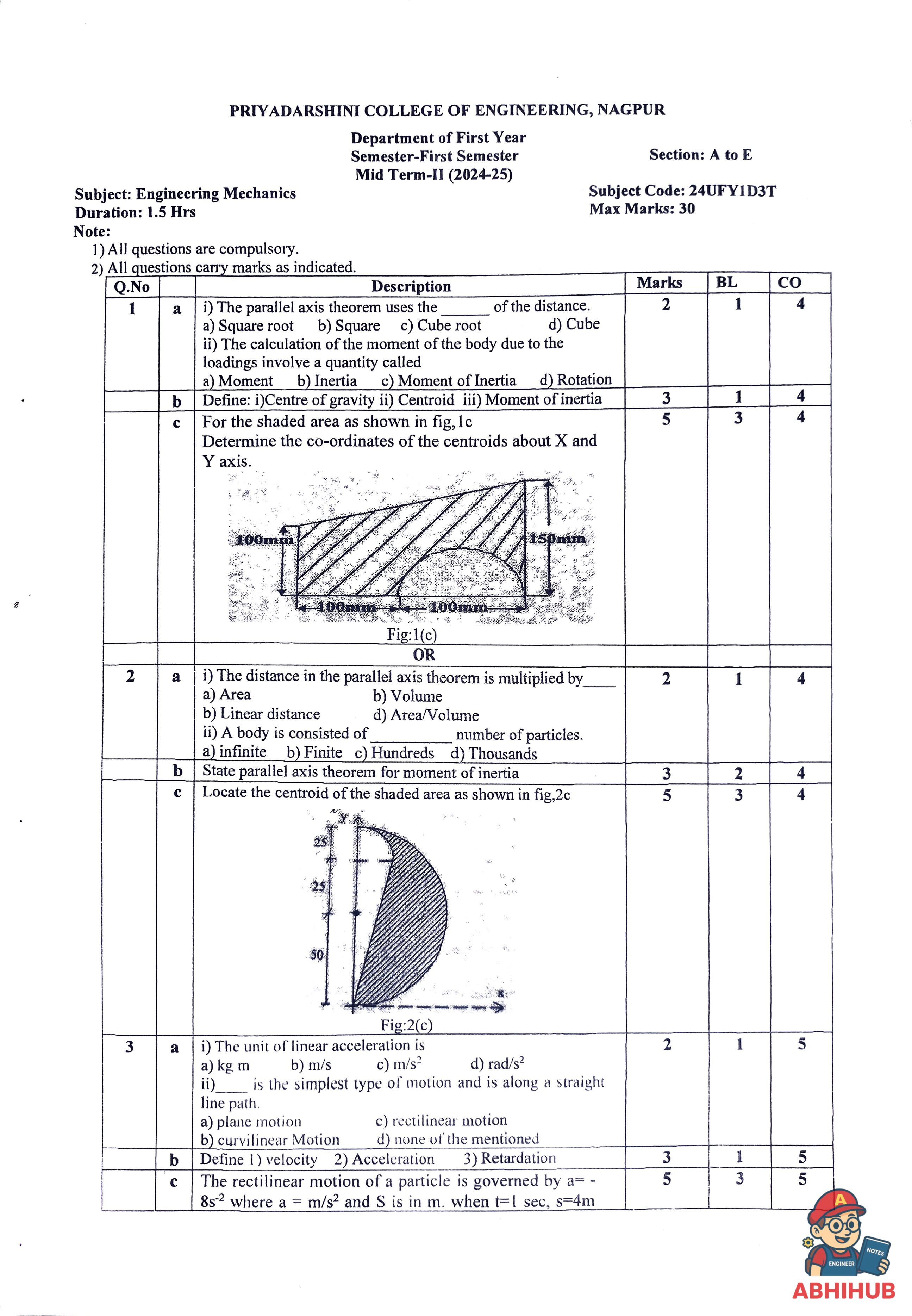 CAE2 Submission - Engineering Mechanics PYQ