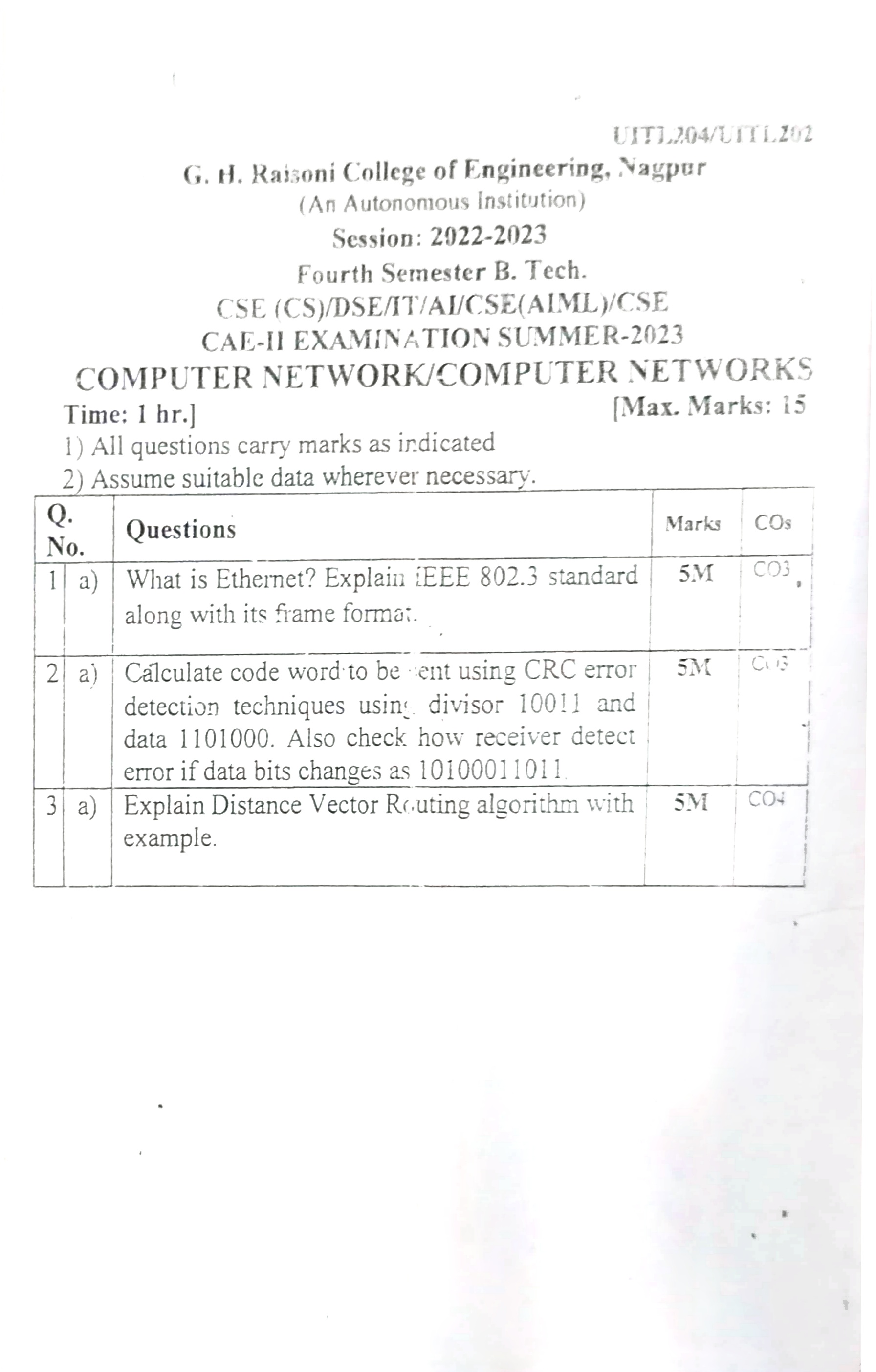 CAE2 Submission - Computer Networks  PYQ