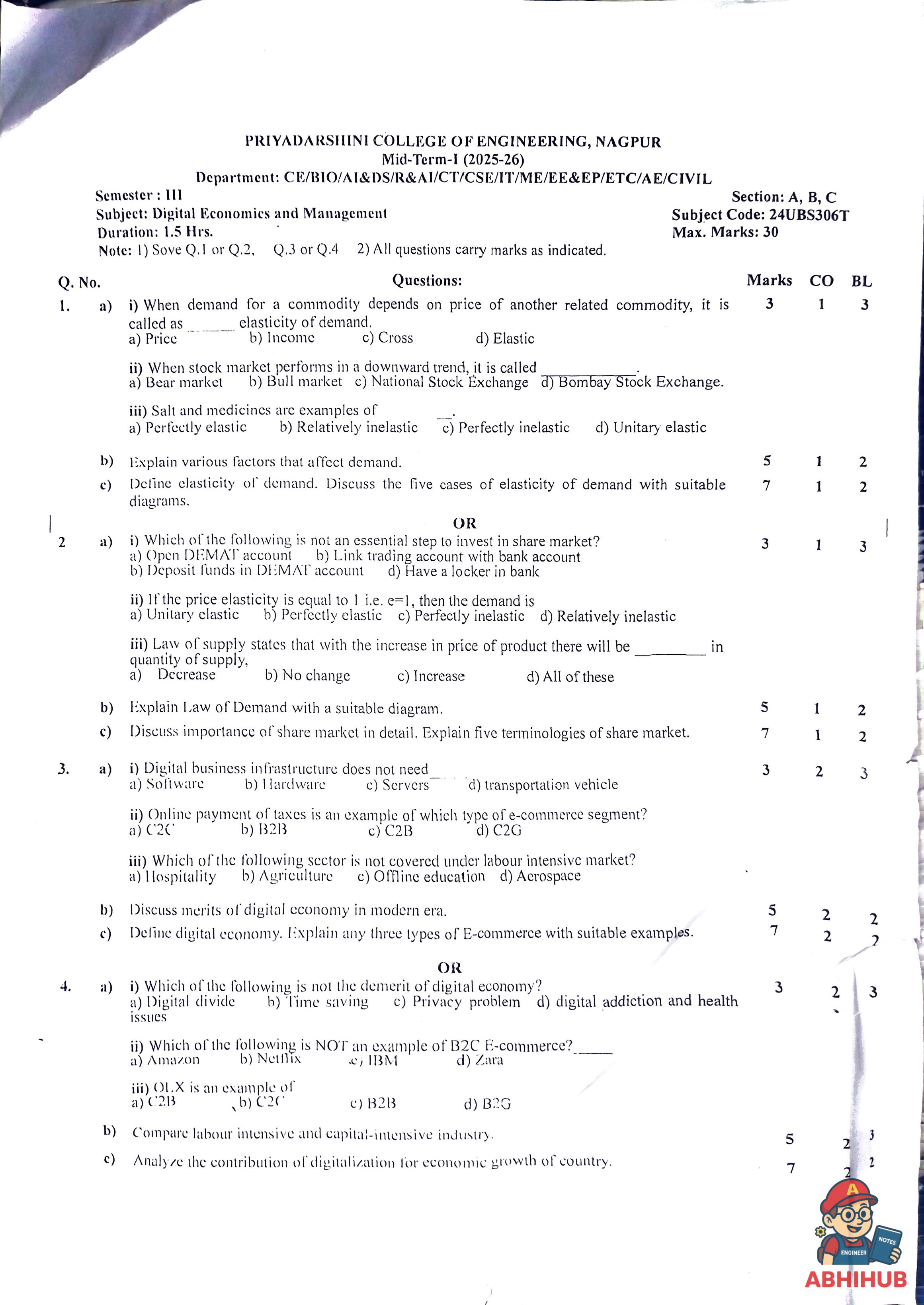 CAE1 Submission - Digital Economy and Management - Theory PYQ