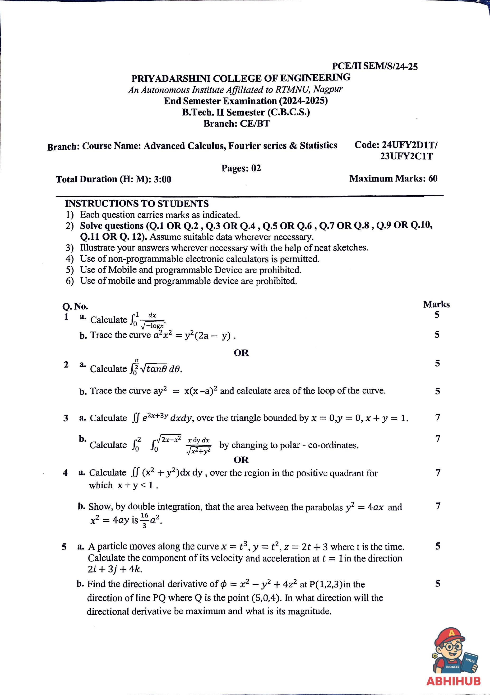 ESE Submission - Advanced Calculus Fourier Series & Statistics PYQ