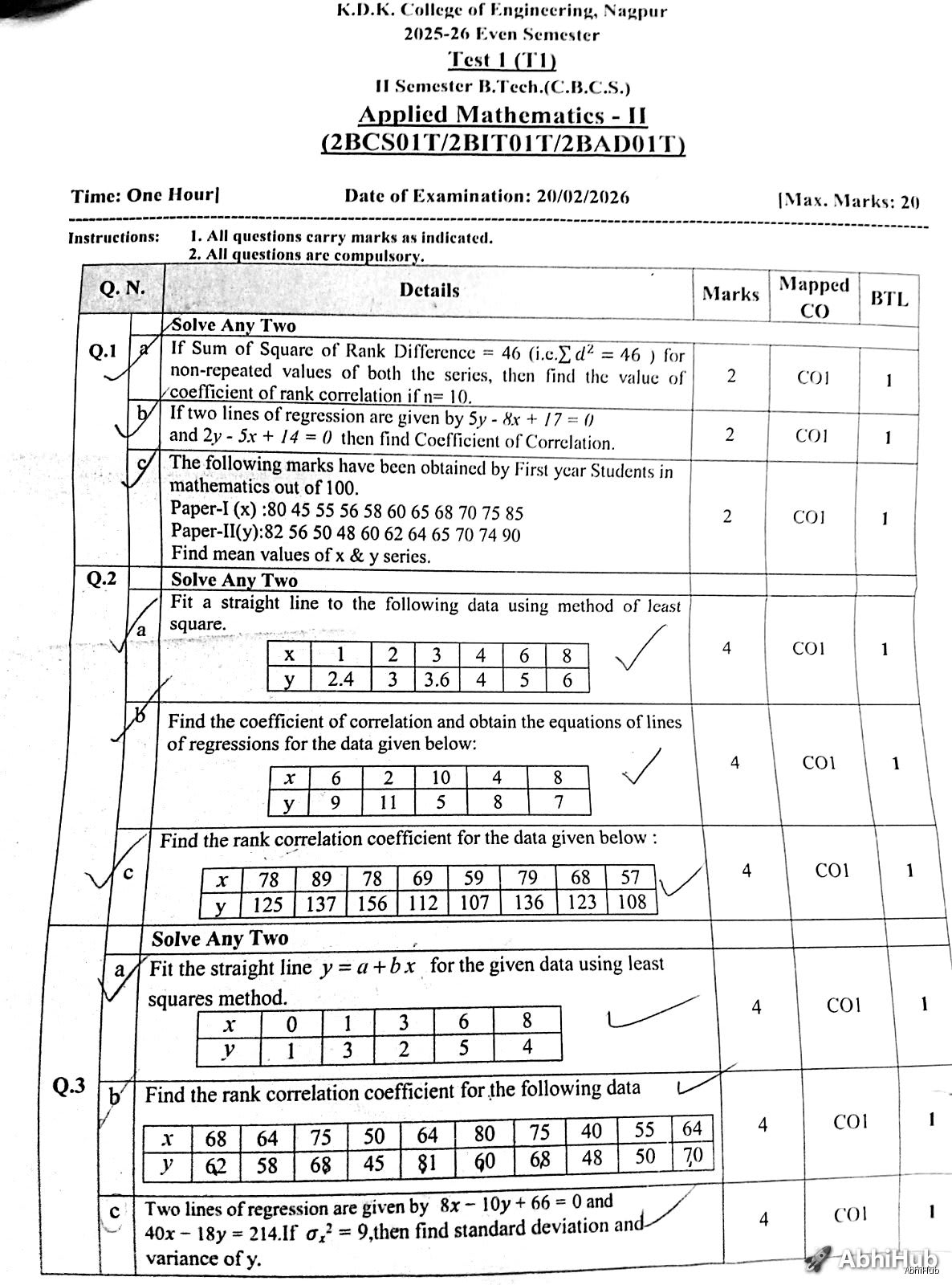 Test-1 - Applied Mathmatics -2 PYQ