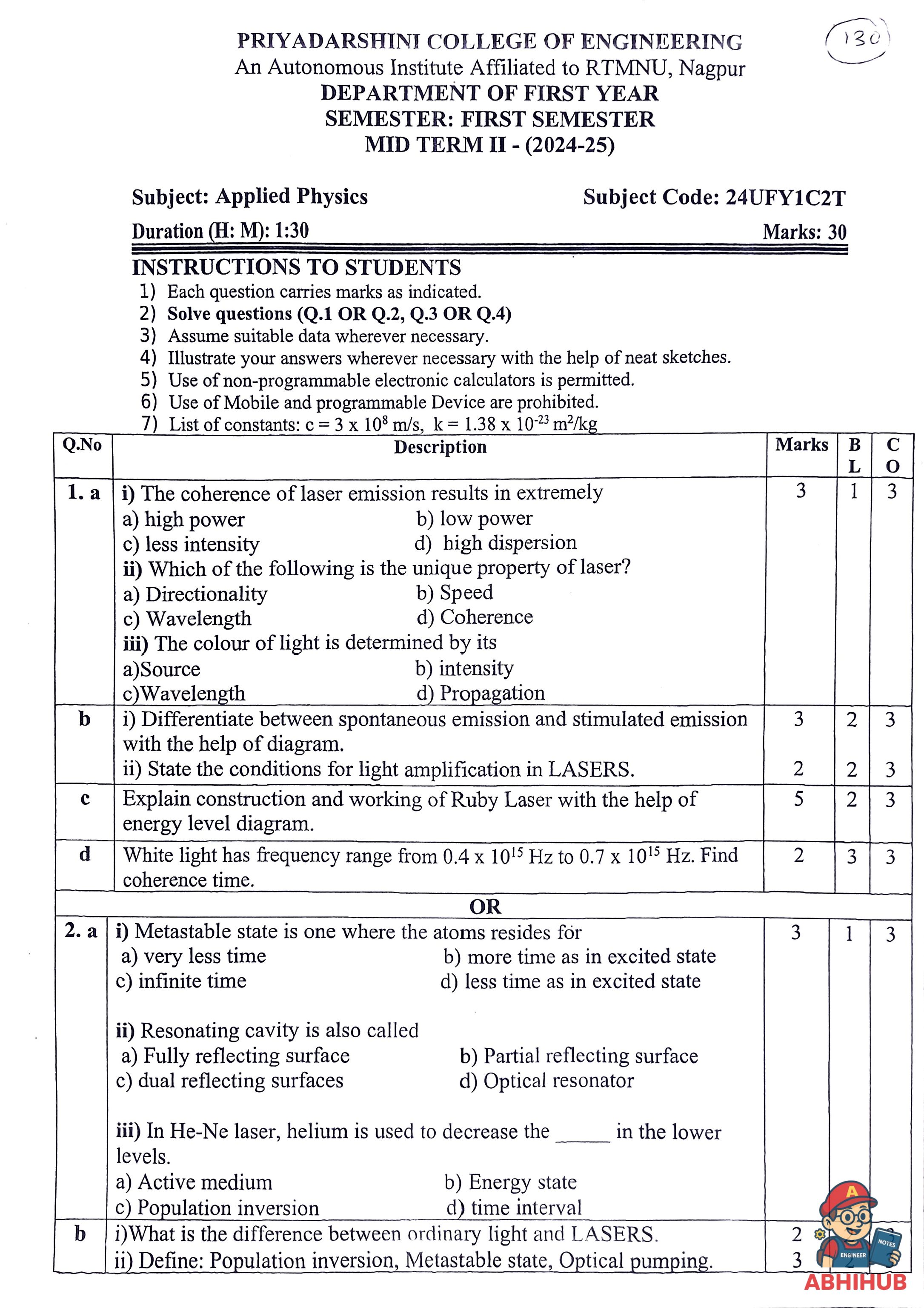 CAE2 Submission - Applied Physics PYQ