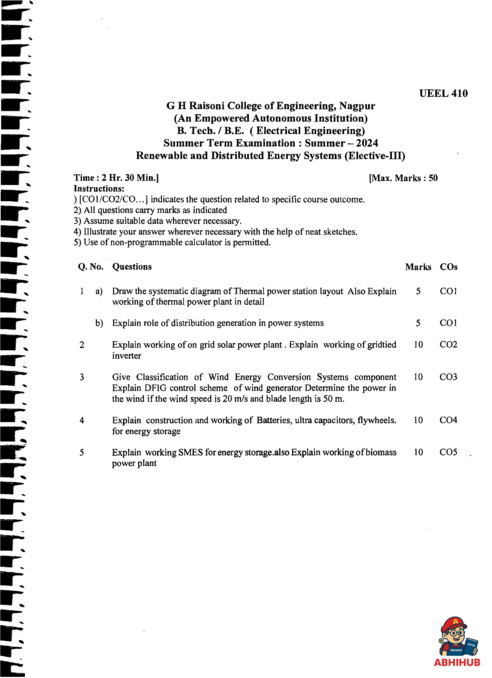 Renewable and Distributed Energy System - Renewable and Distributed Energy System PYQ