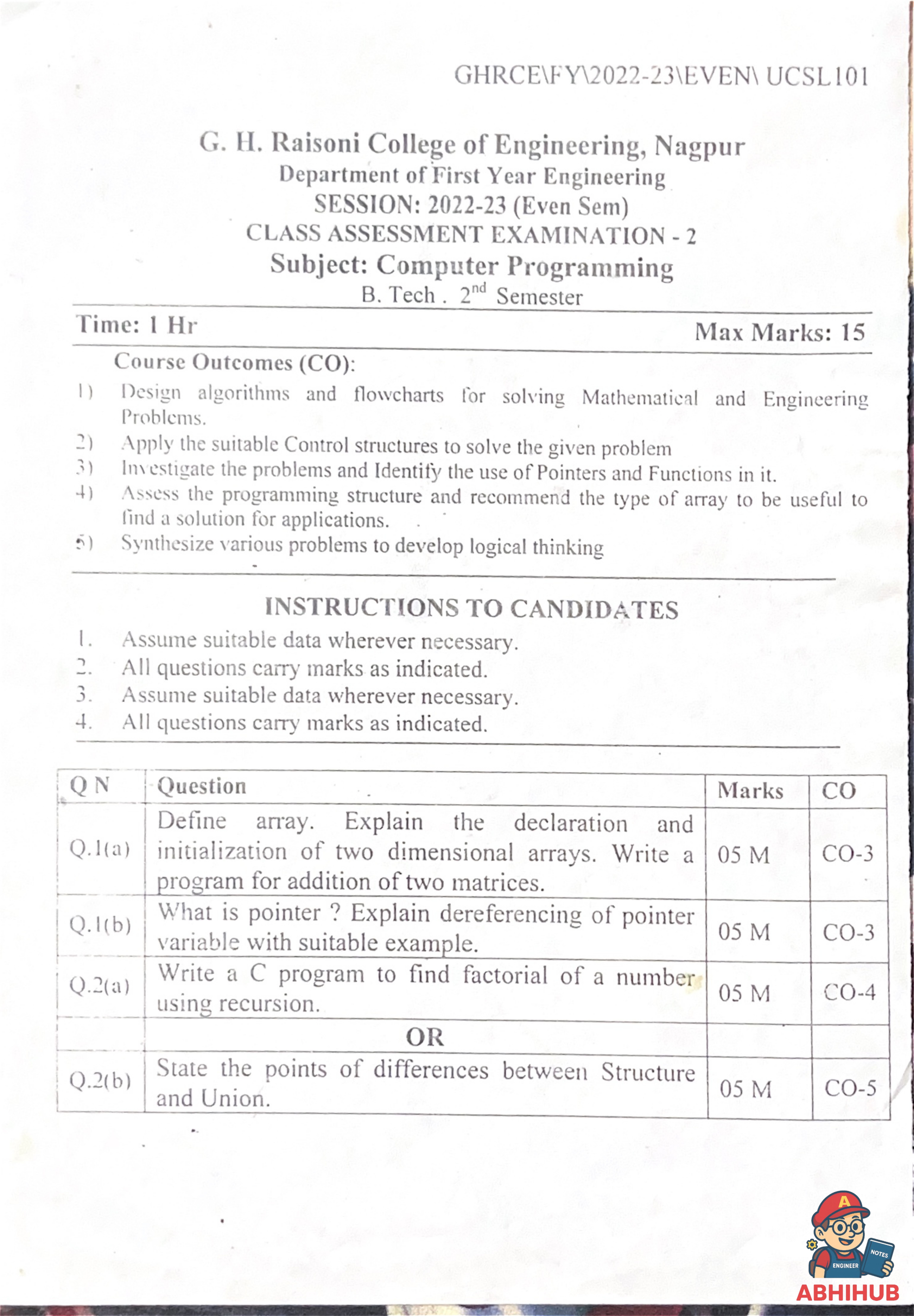 CAE2 Submission - Computer Programming PYQ