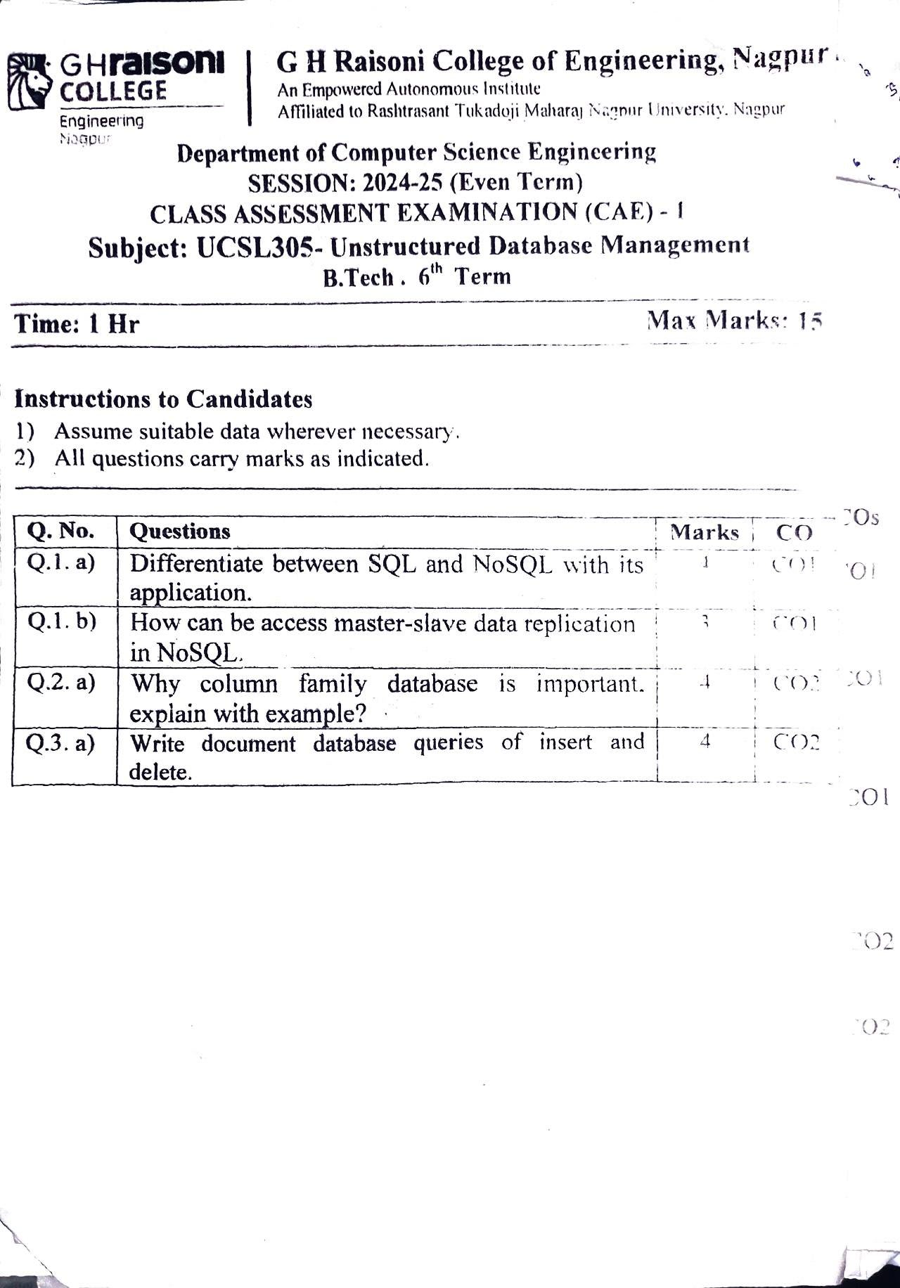 Unstructured Database Management - Unstructured Database Management PYQ