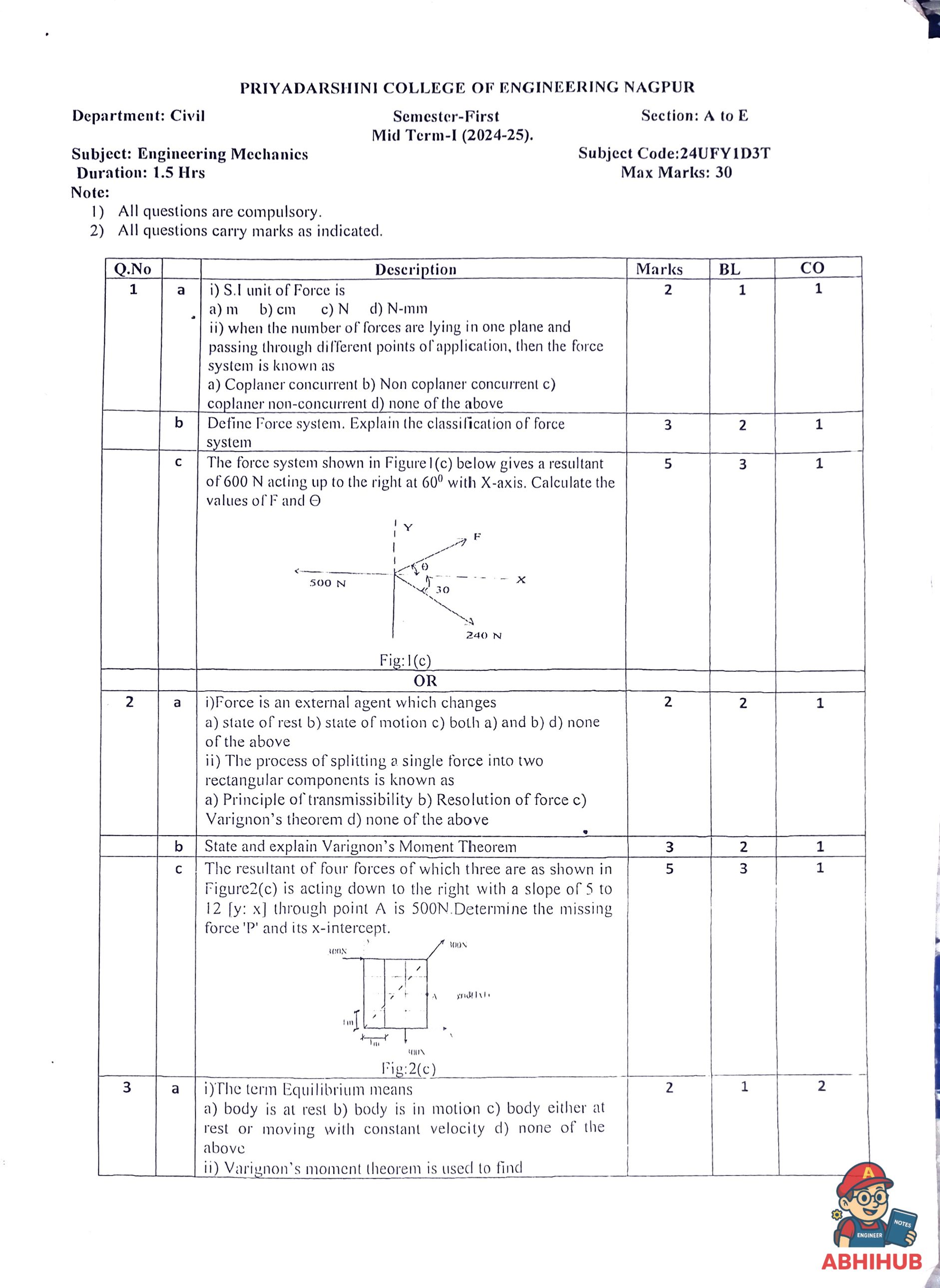 CAE1 Submission - Engineering Mechanics PYQ