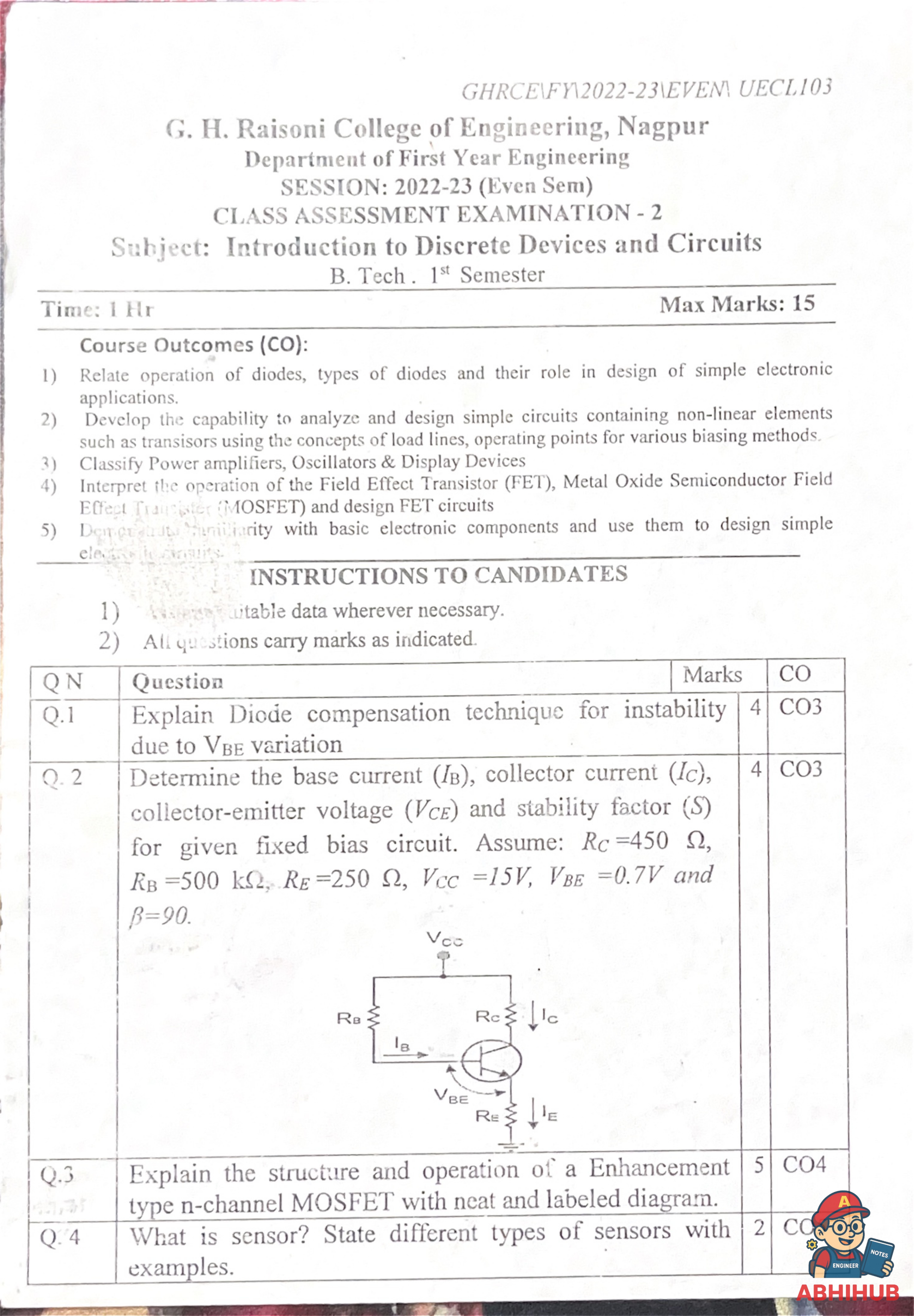 CAE2 Submission - Introduction to Discrete Devices and Circuits PYQ