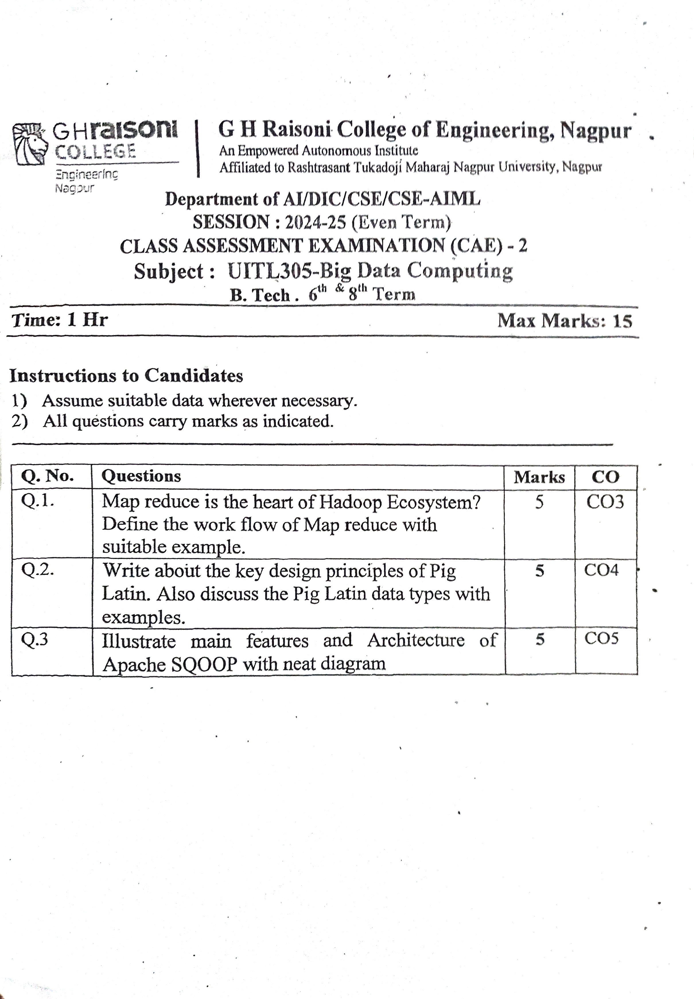 CAE2 Submission - Big Data Computing  PYQ