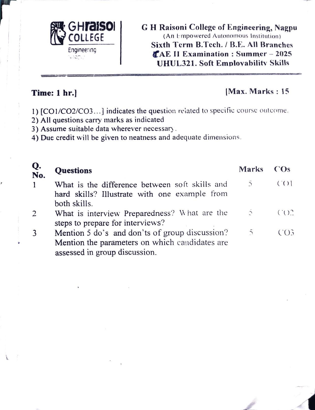 Soft Employability Skills - Soft Employability Skills PYQ