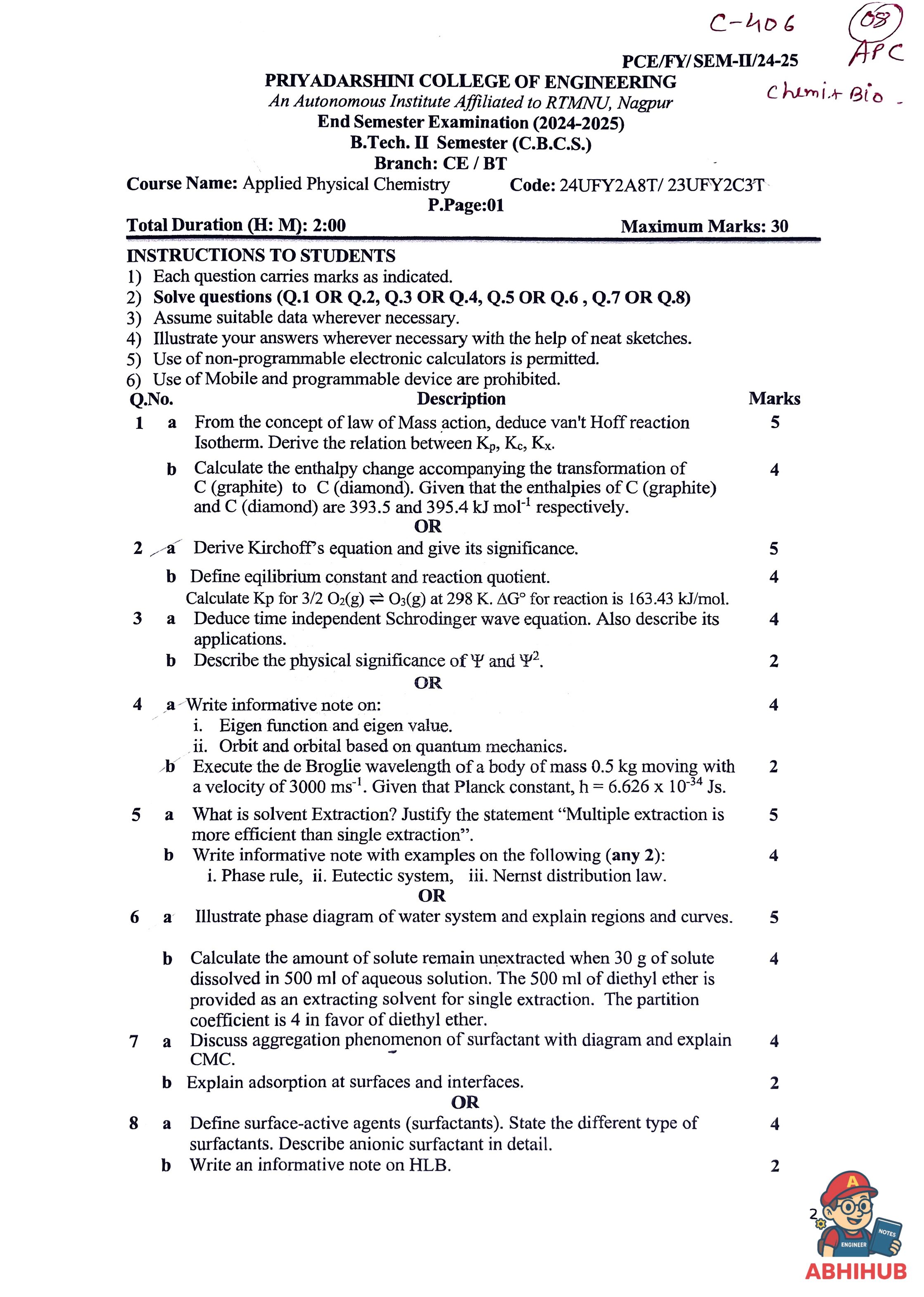 ESE Submission - Applied Physical Chemistry PYQ
