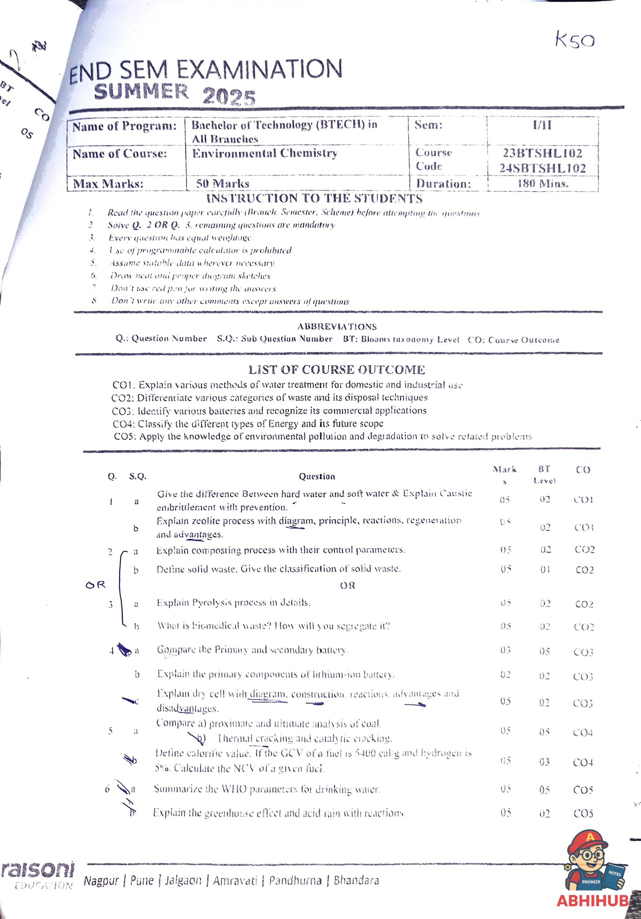 ESE Submission - Environmental Chemistry PYQ