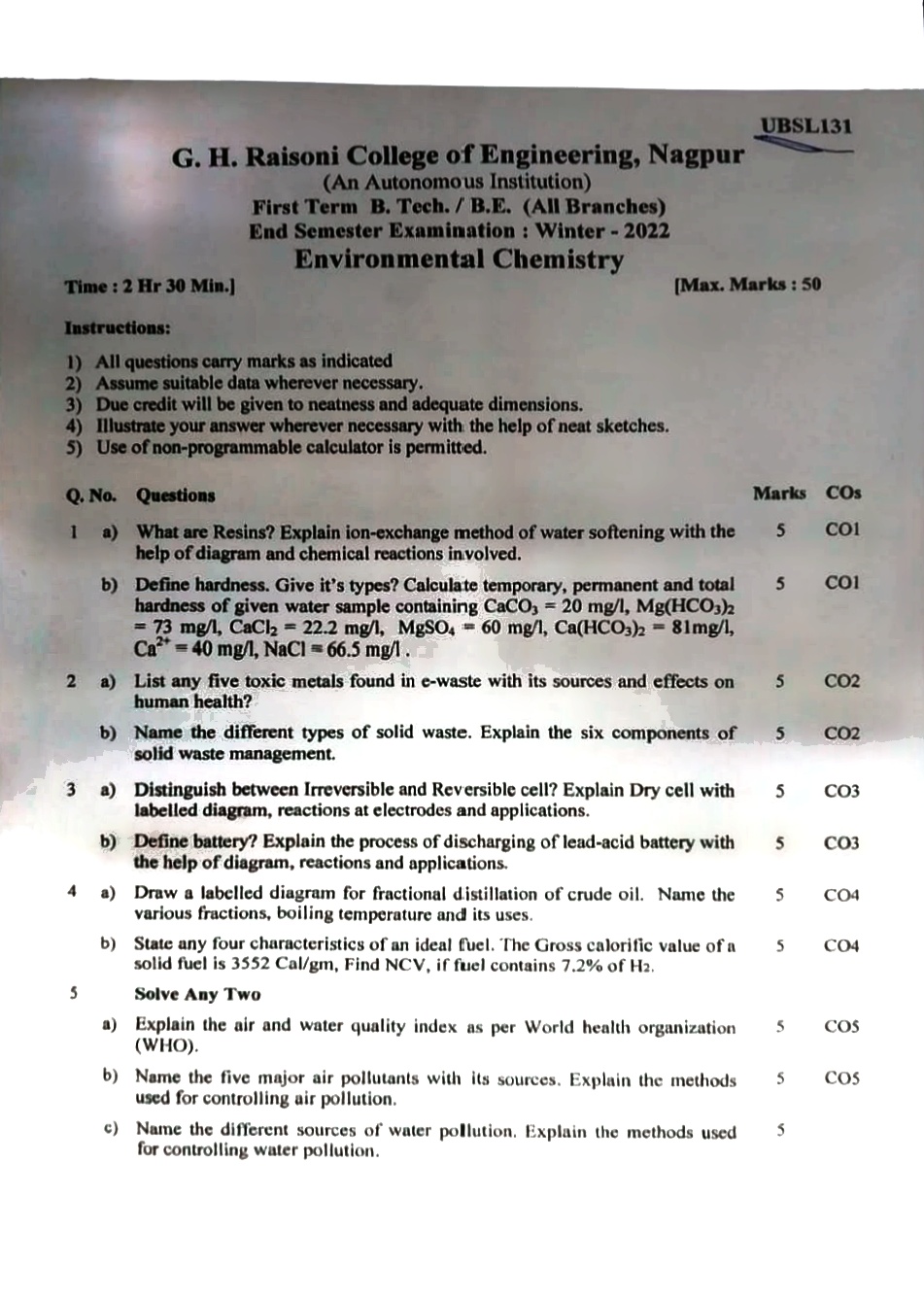 ESE Submission - Environmental Chemistry PYQ
