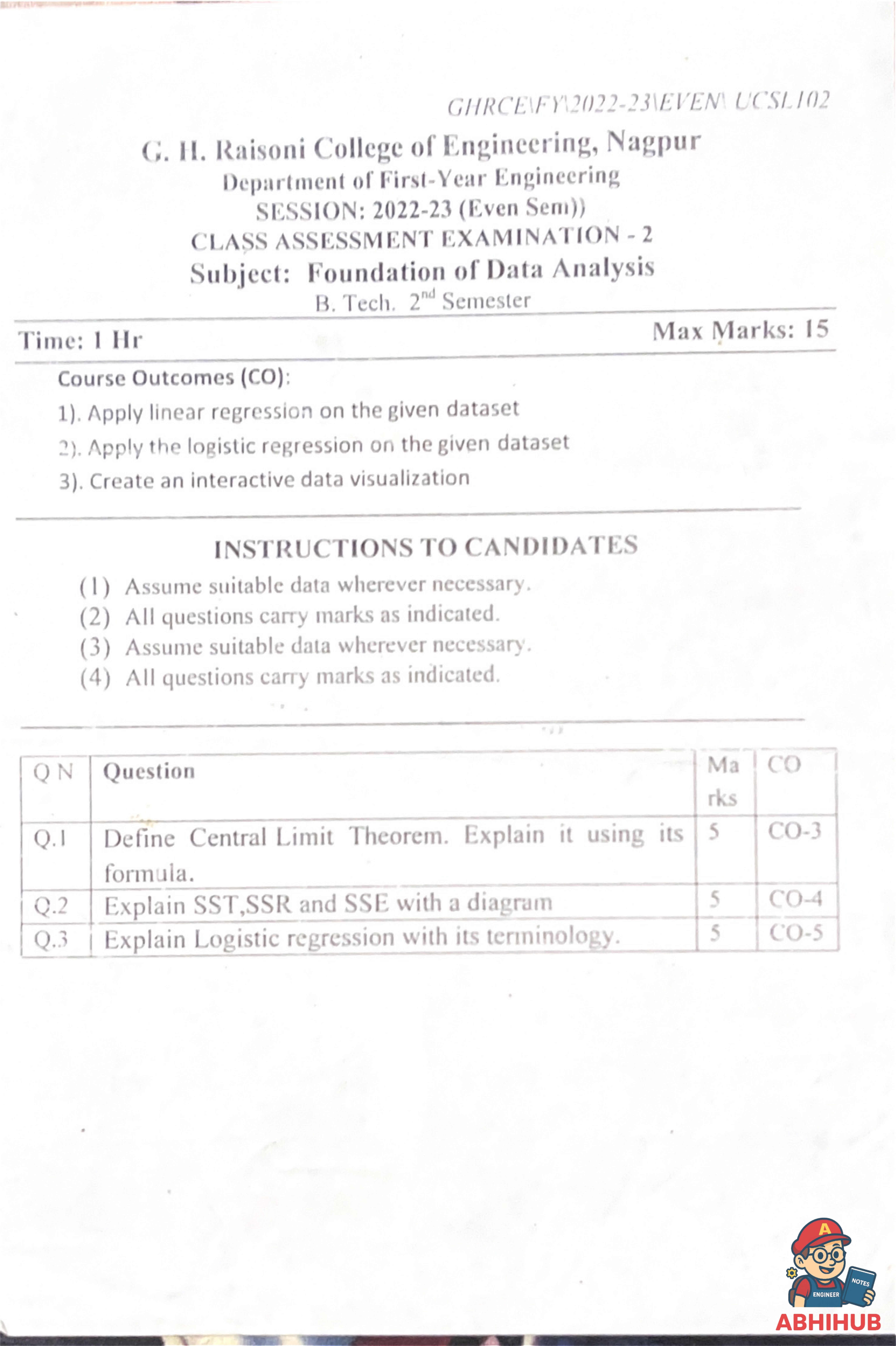 CAE2 Submission - Foundation of Data Analytics PYQ