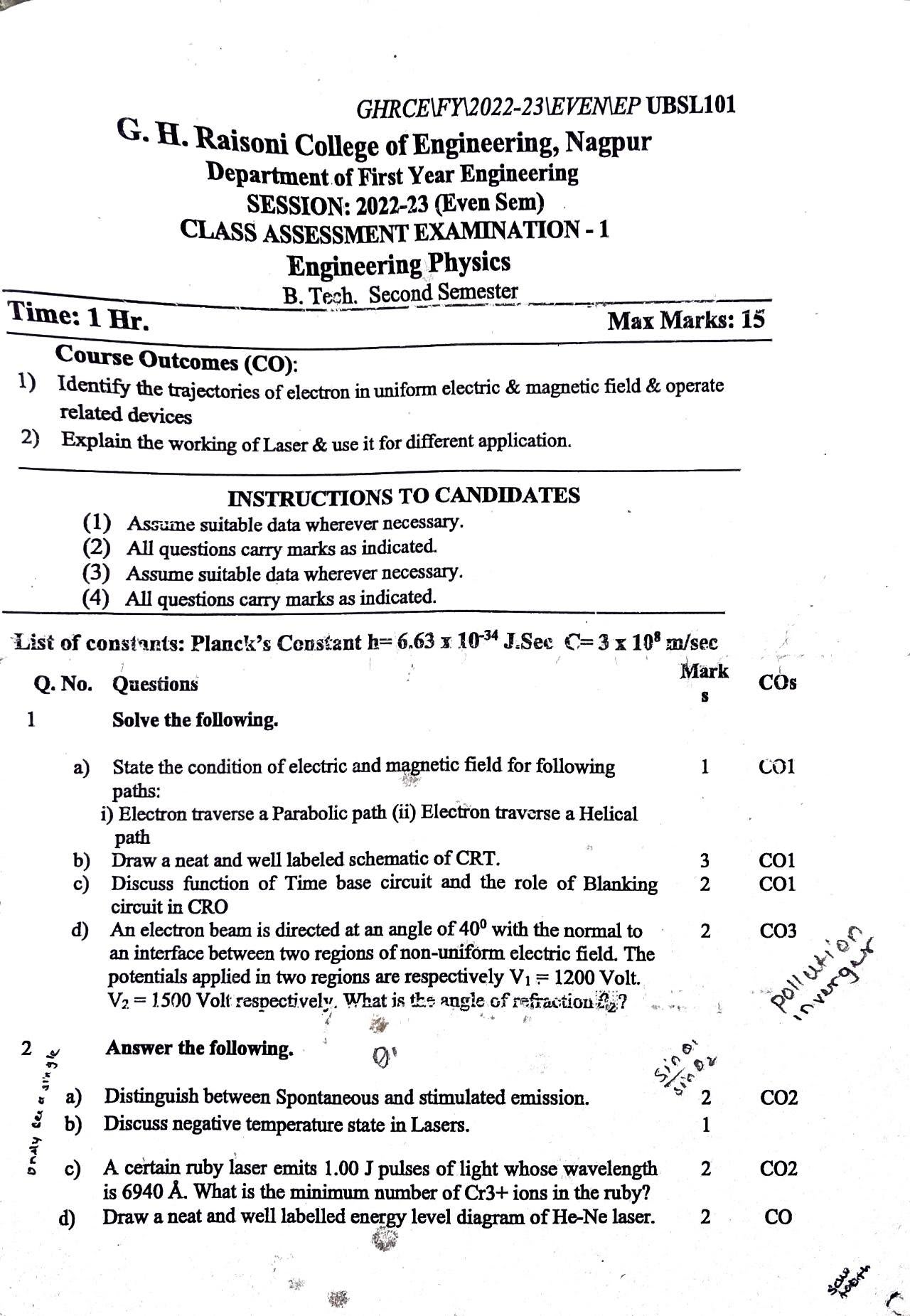 Engineering Physics - Engineering Physics PYQ