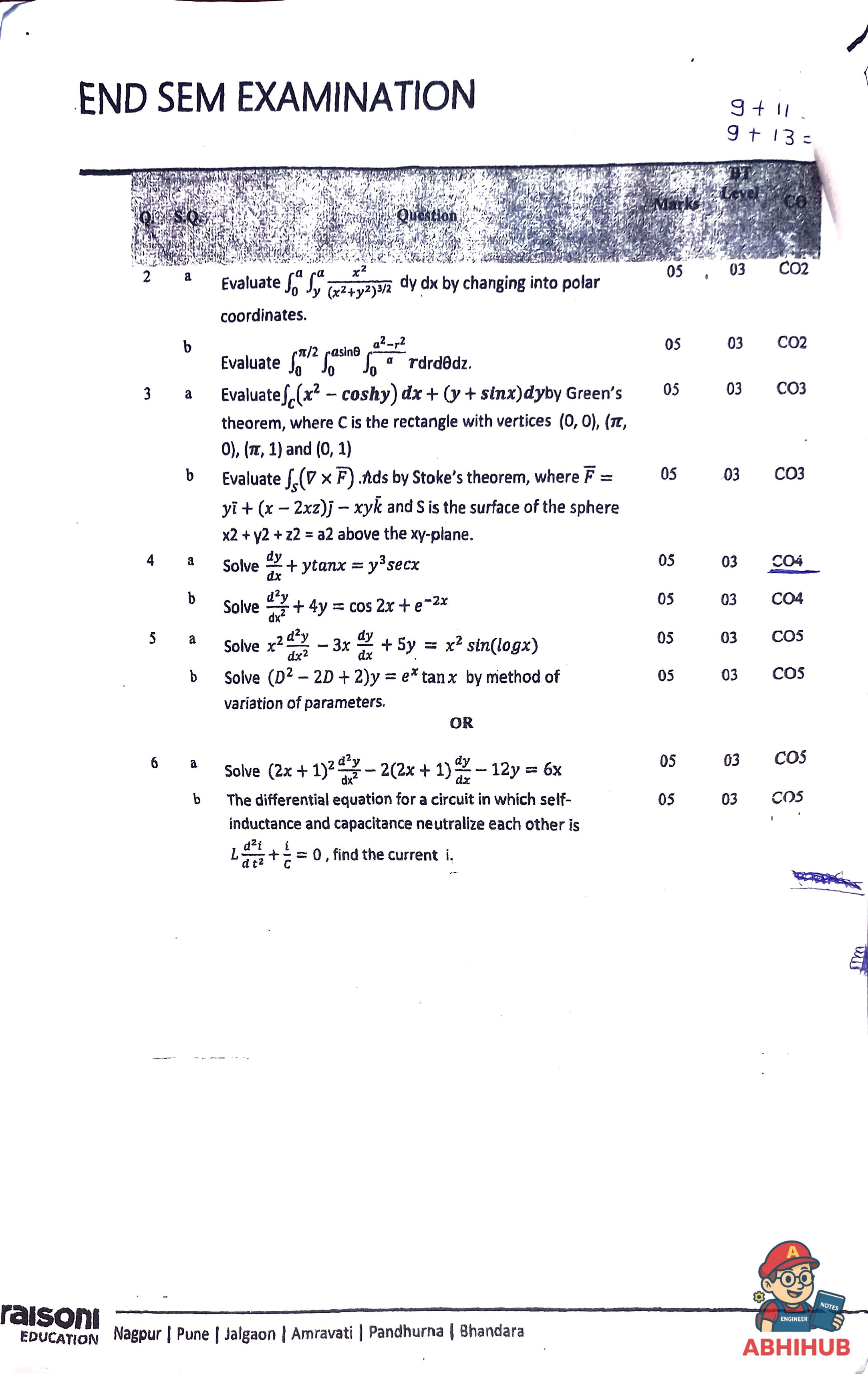 ESE Submission - Integral Calculus and Differential Equations PYQ