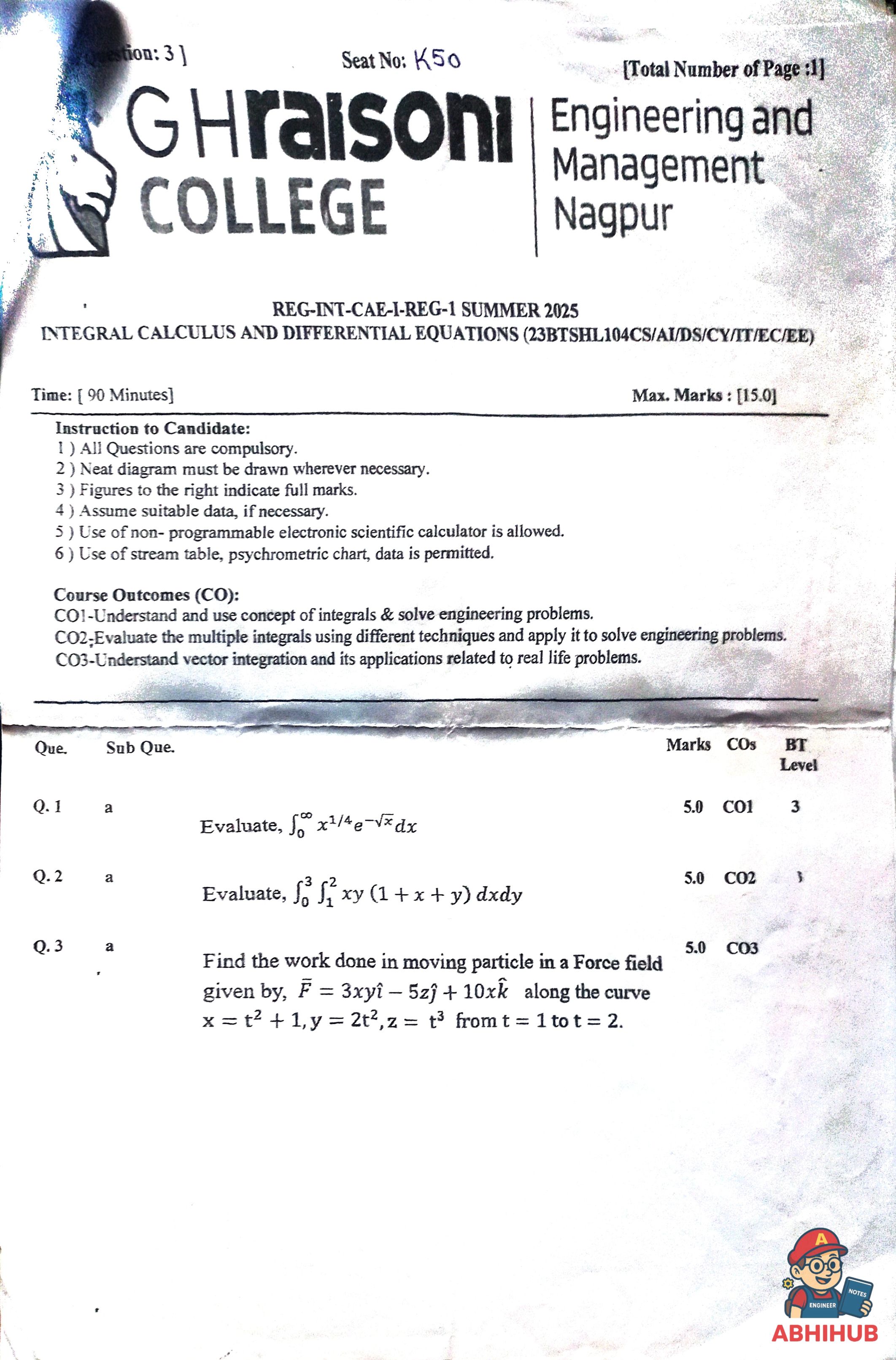 CAE1 Submission - Integral Calculus and Differential Equations PYQ