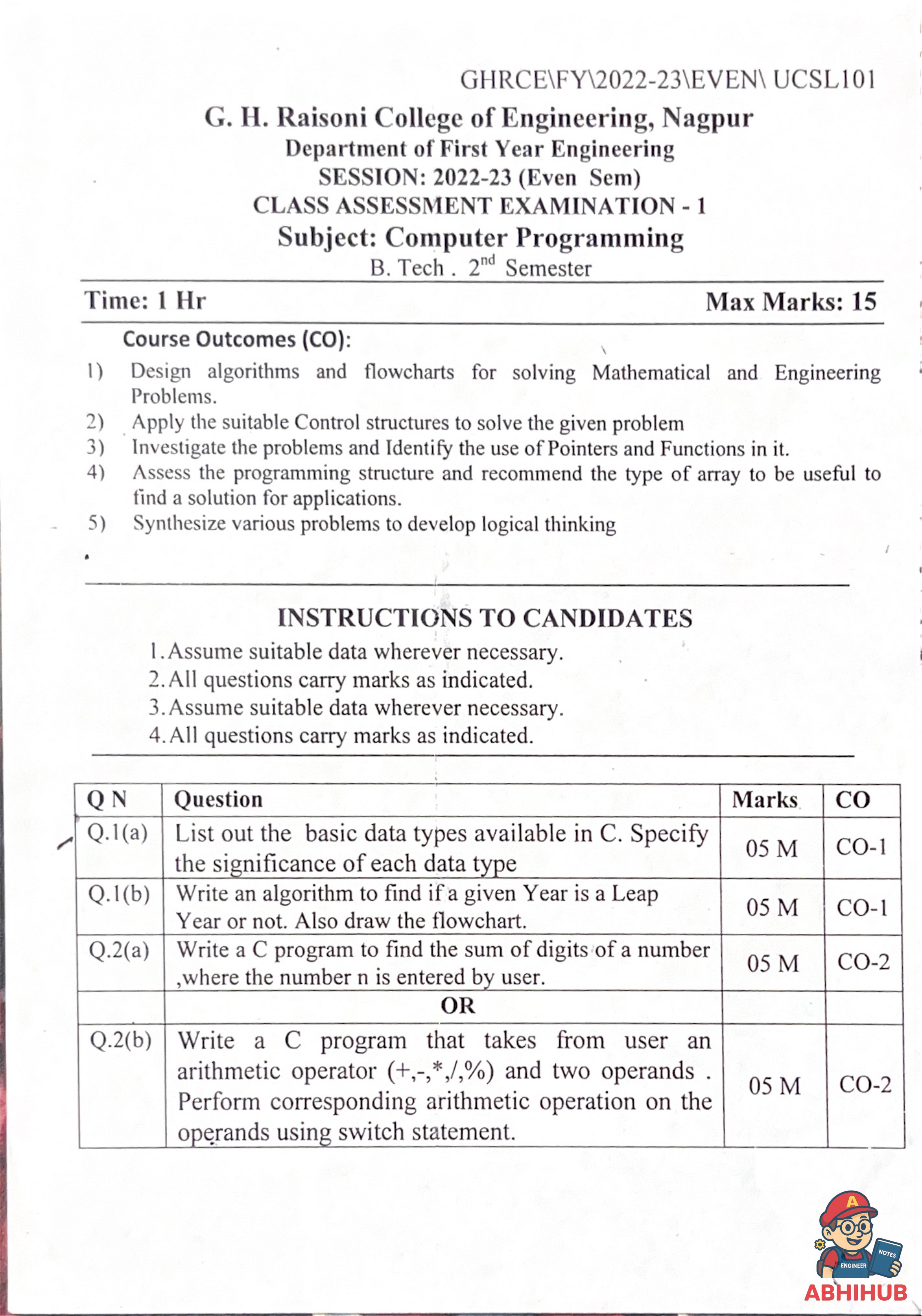 CAE1 Submission - Computer Programming PYQ