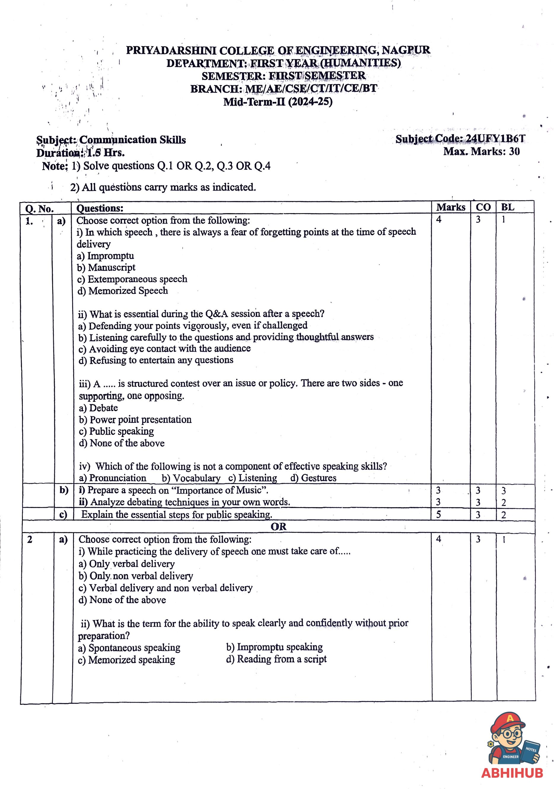 CAE2 Submission - Communication Skills PYQ