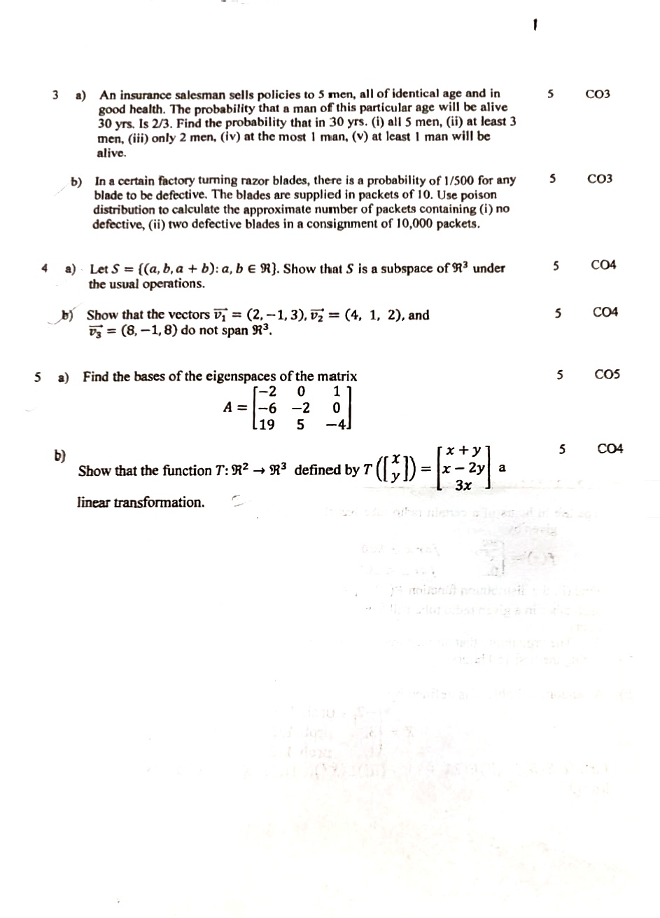 ESE Submission - Linear Algebra and Statistics PYQ