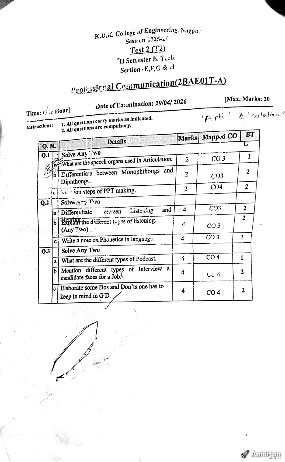 Test -2 - Professional Communication PYQ