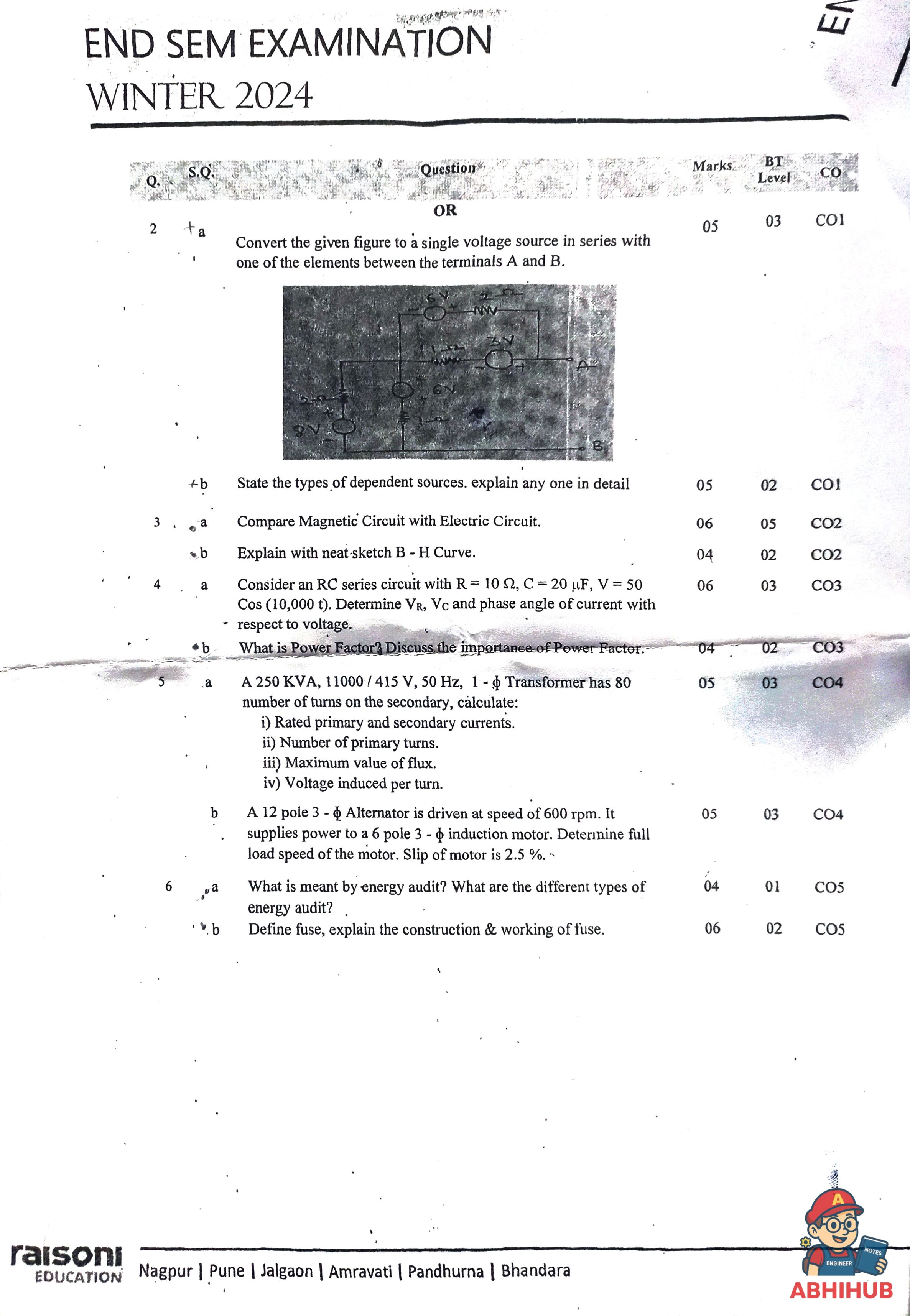 ESE Submission - Basic Electrical Engineering PYQ