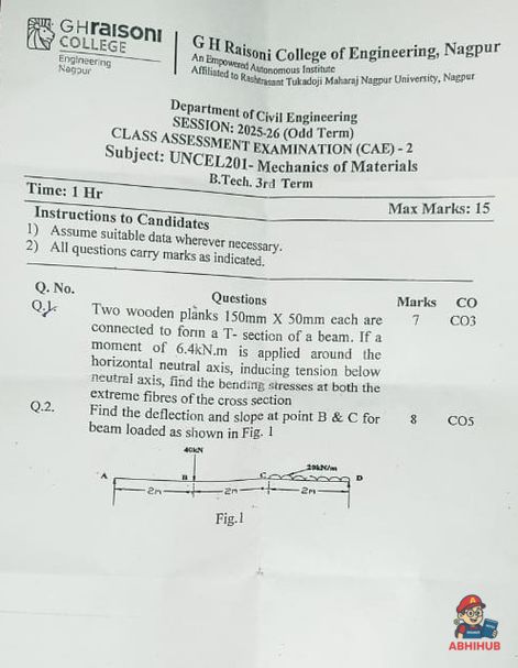 MoM-CAE2_2025 - Mechanics of Materials PYQ