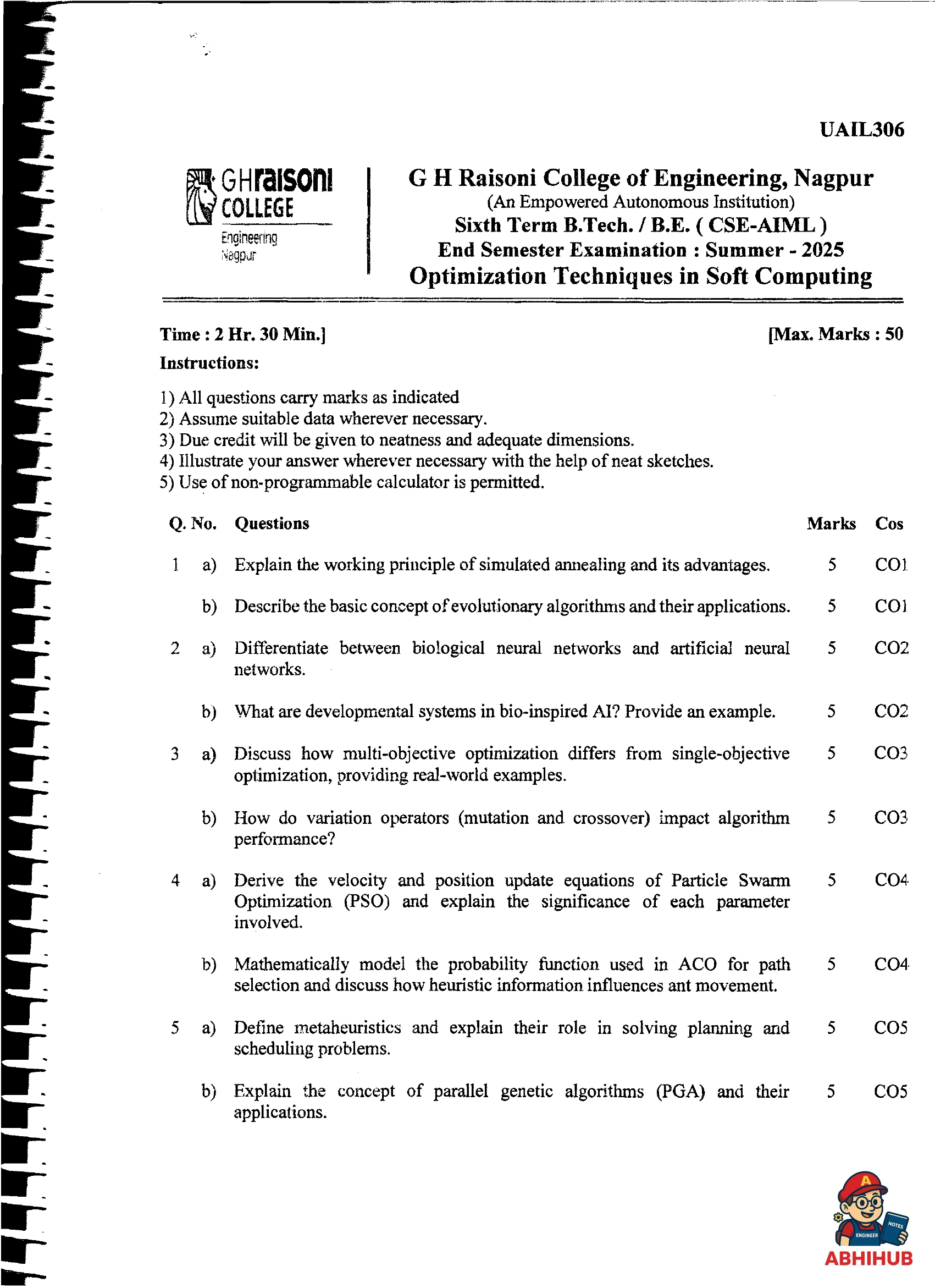 Optimization Techniques in Soft Computing - Optimization Techniques in Soft Computing PYQ