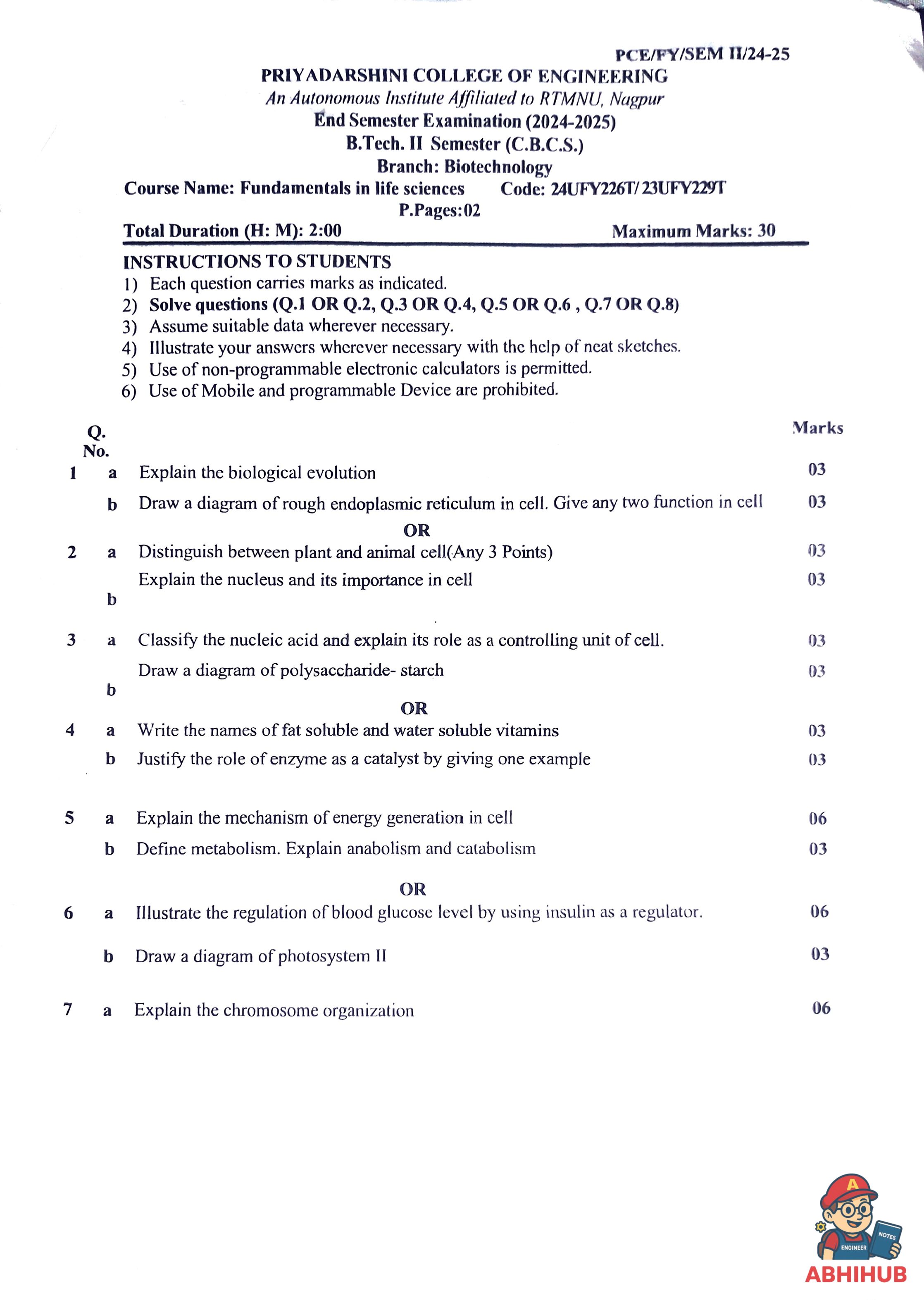 ESE Submission - Fundamentals in Life Sciences PYQ