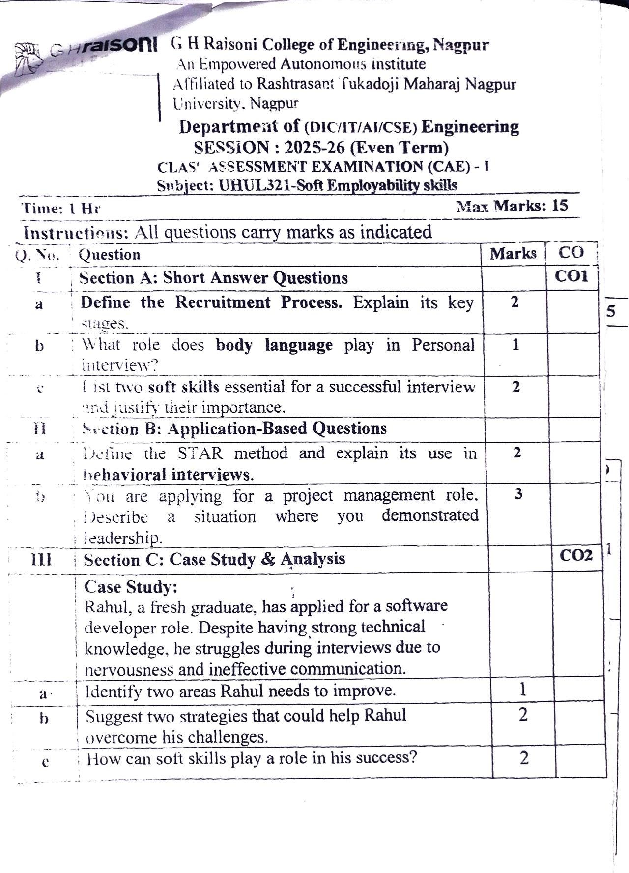 Soft Employability Skills - Soft Employability Skills PYQ